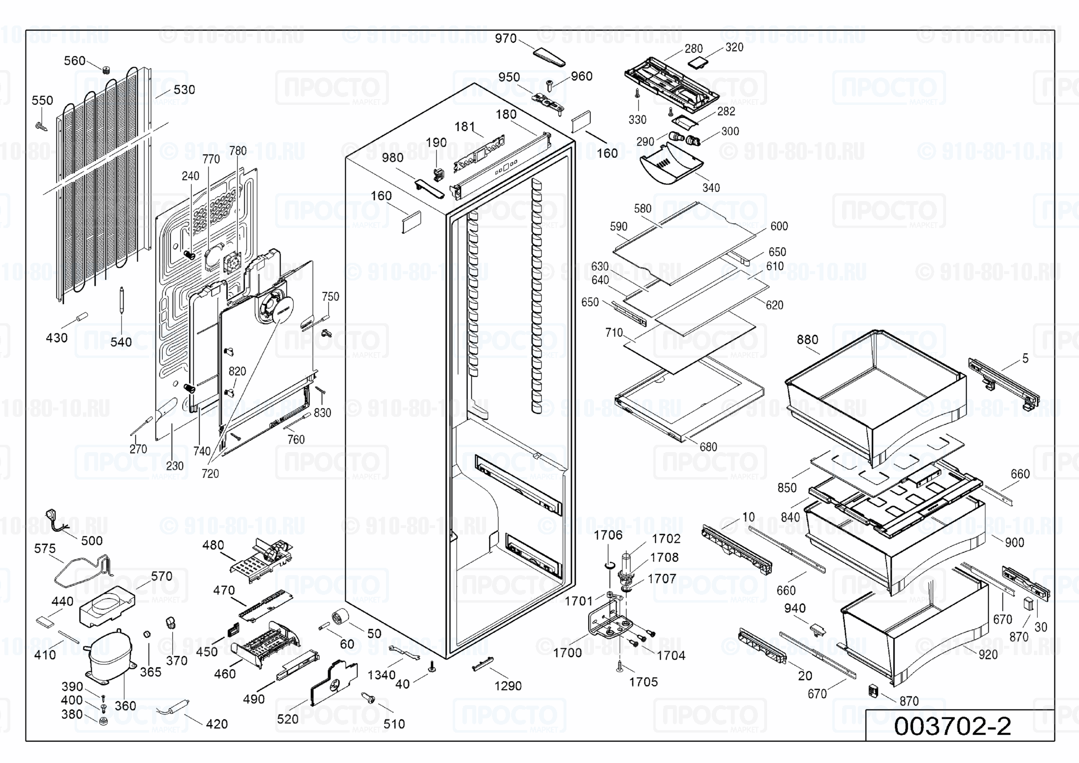 Взрыв-схема запчастей холодильника Liebherr KB 4210-20B