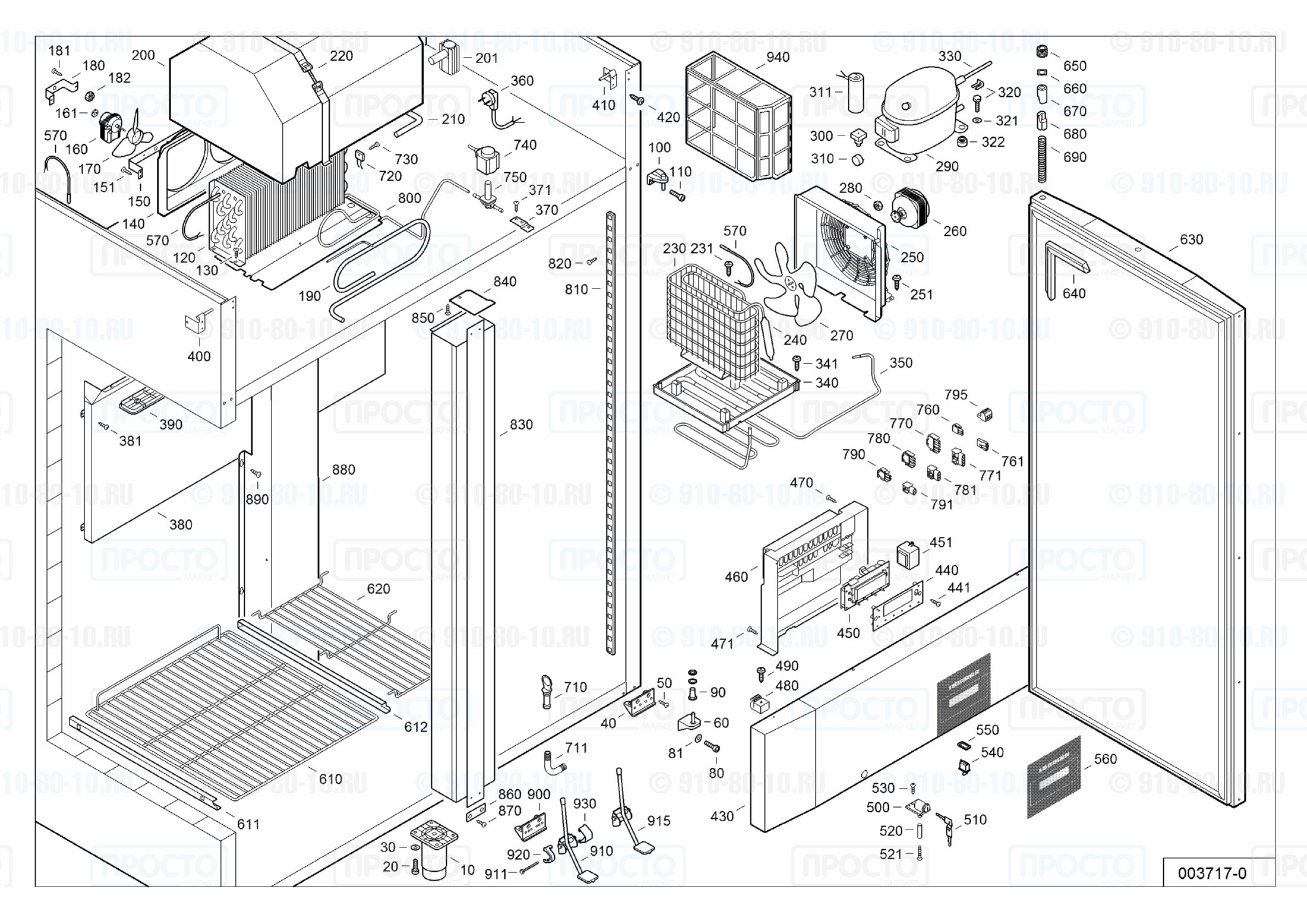 Взрыв-схема запчастей холодильника Liebherr GGPv 1480-15C