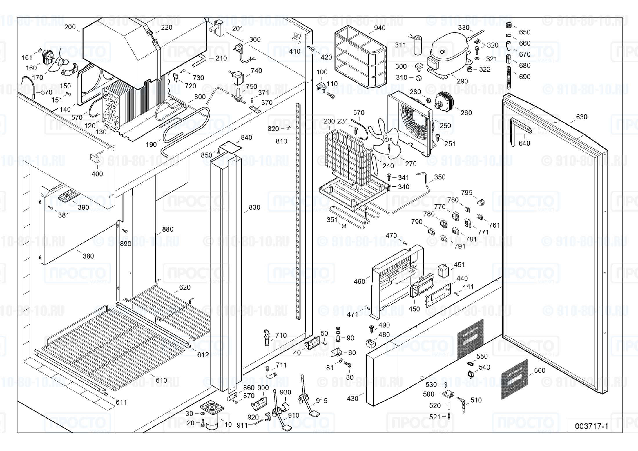 Взрыв-схема запчастей холодильника Liebherr GGPv 1490-42B