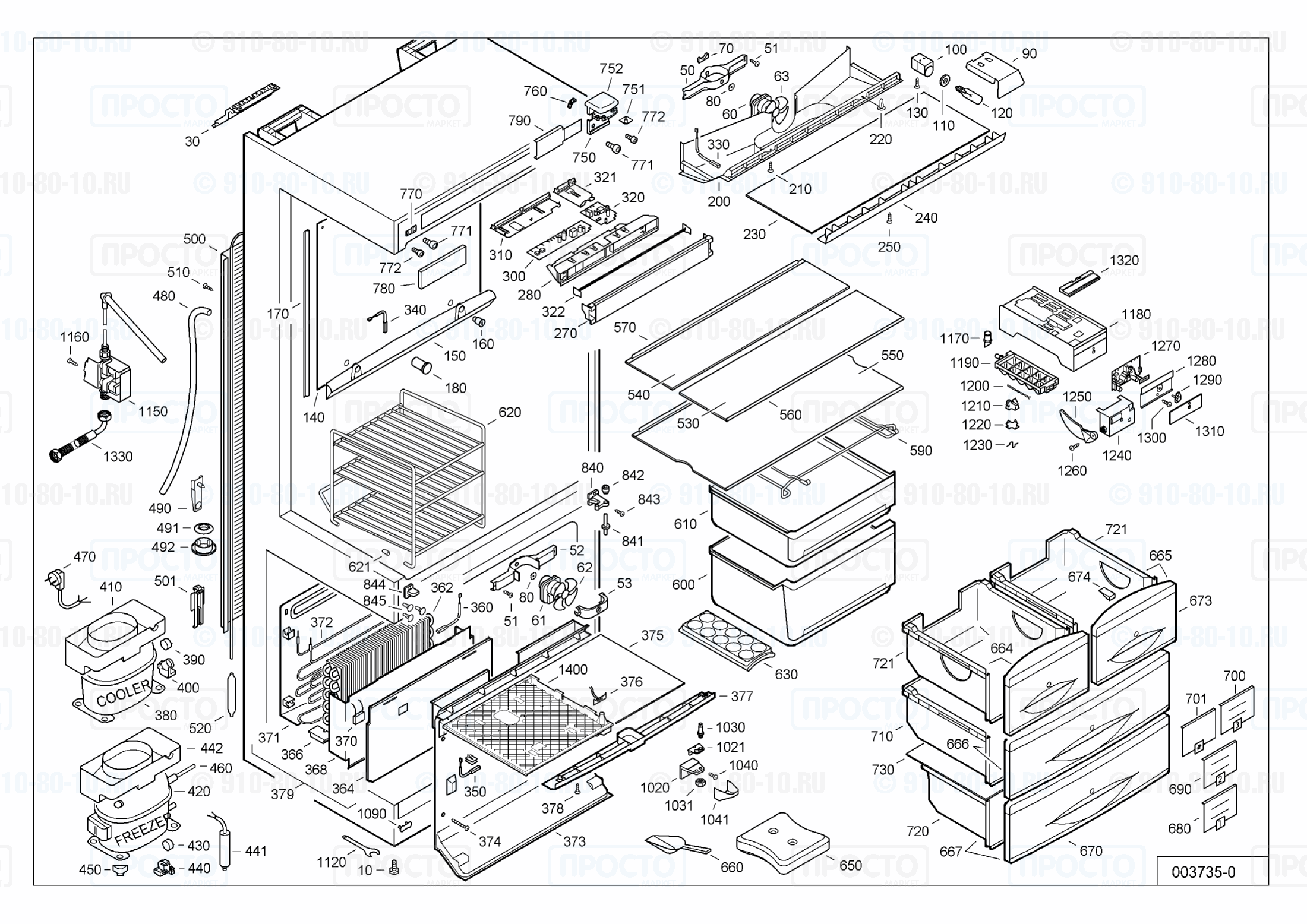 Взрыв-схема холодильника Liebherr CN 5067-20I
