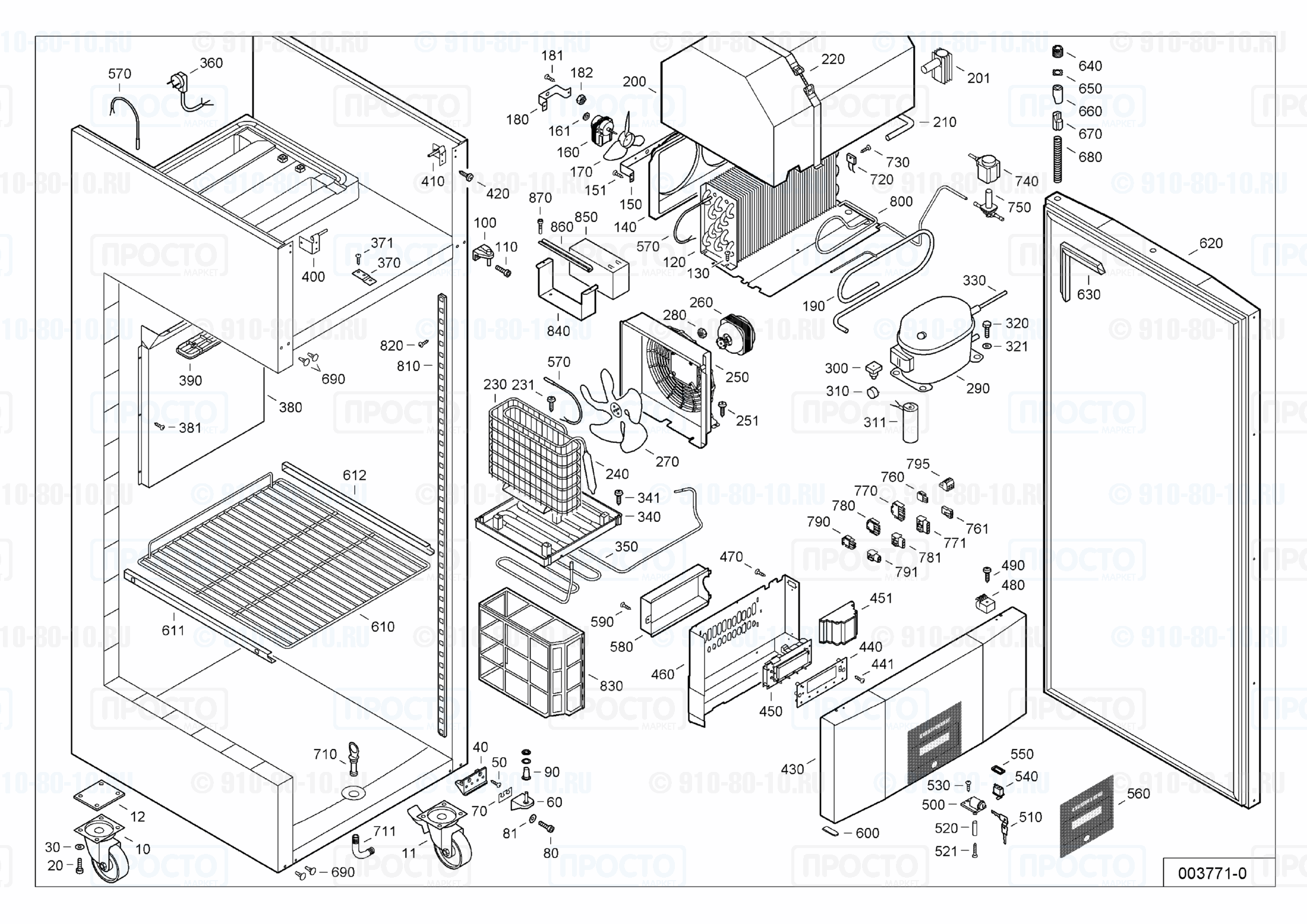 Взрыв-схема запчастей холодильника Liebherr LGPv 6520-15B