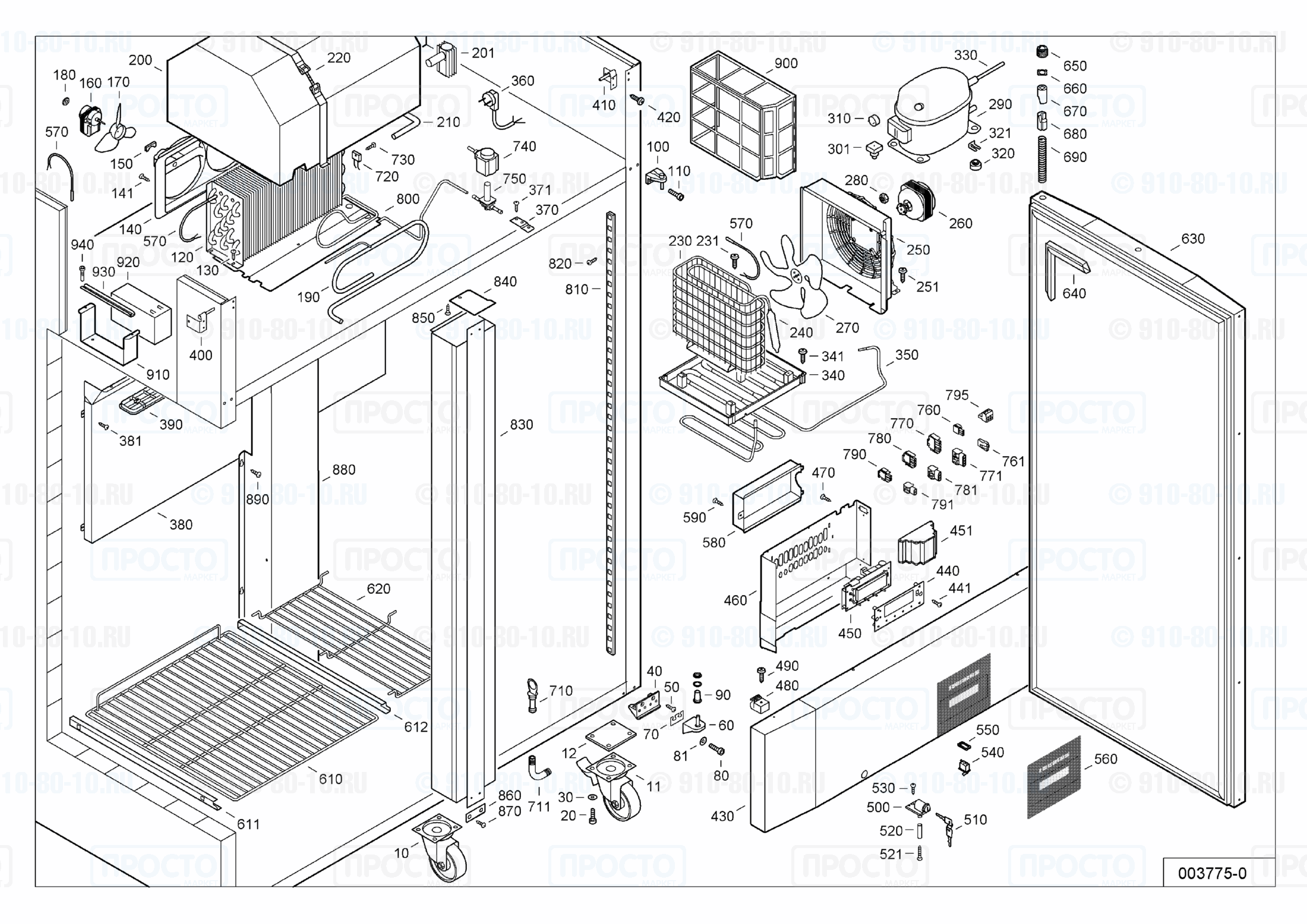 Взрыв-схема запчастей холодильника Liebherr LKPv 1420-10B