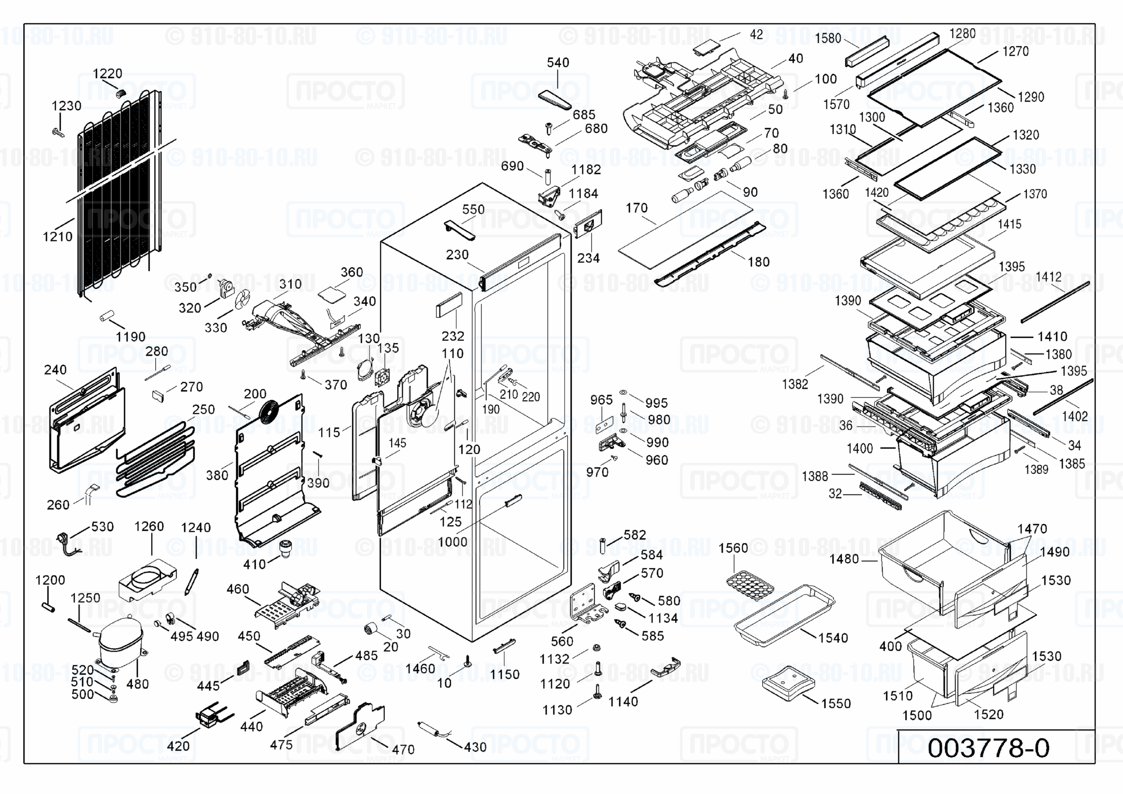 Взрыв-схема запчастей холодильника Liebherr CBN 3956-20Z