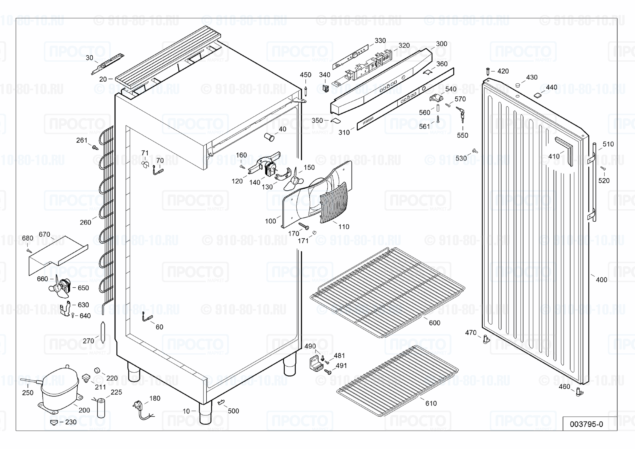 Взрыв-схема запчастей холодильника Liebherr GKv 6410-20A