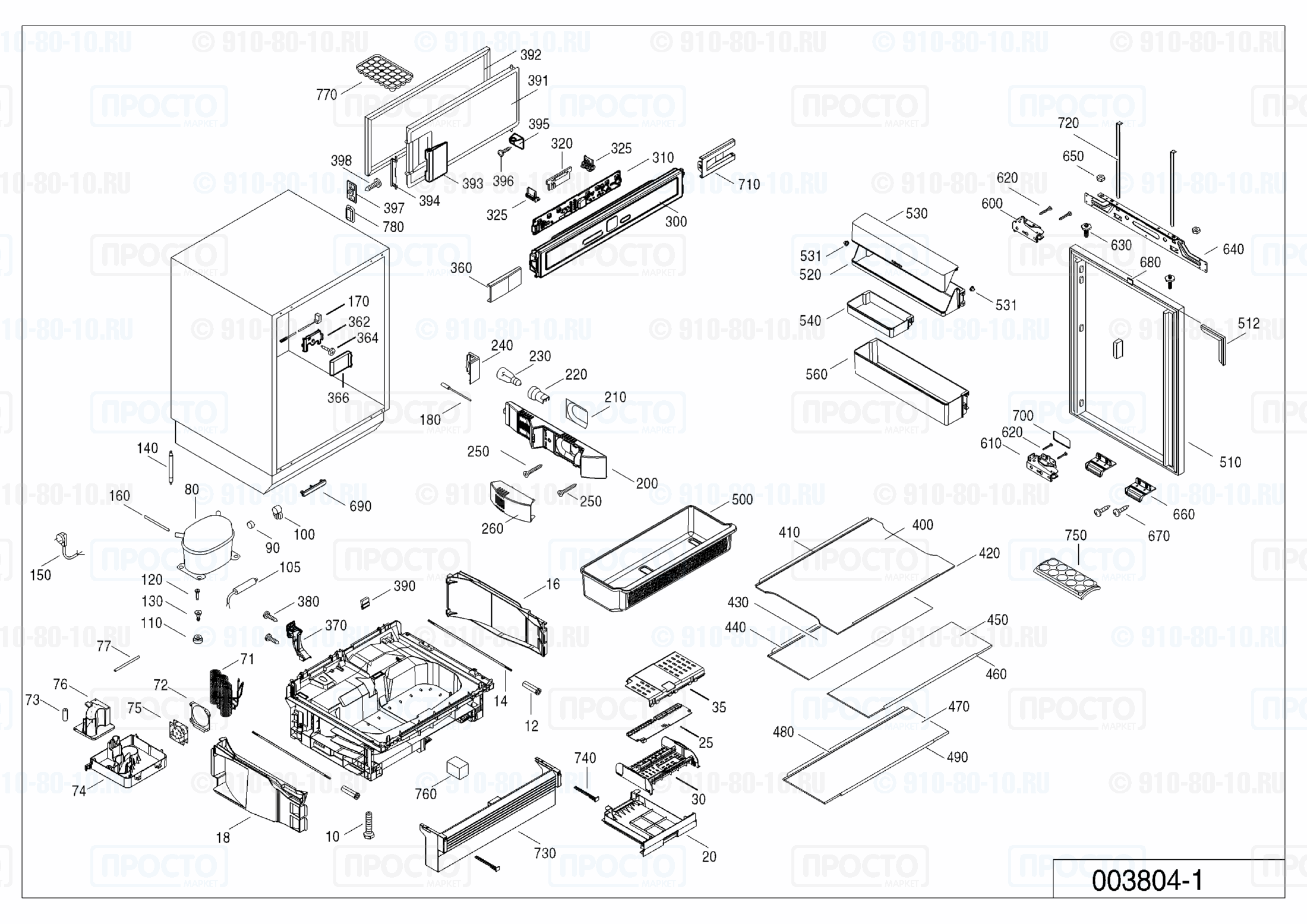 Взрыв-схема запчастей холодильника Liebherr UIK 1424-20B