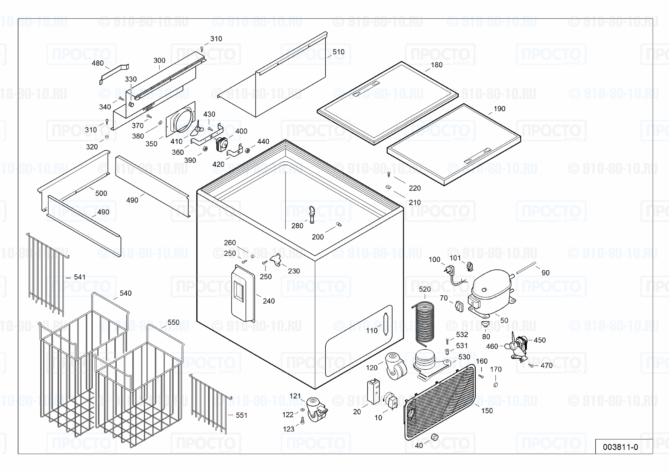 Взрыв-схема запчастей холодильника Liebherr FT 2900-15