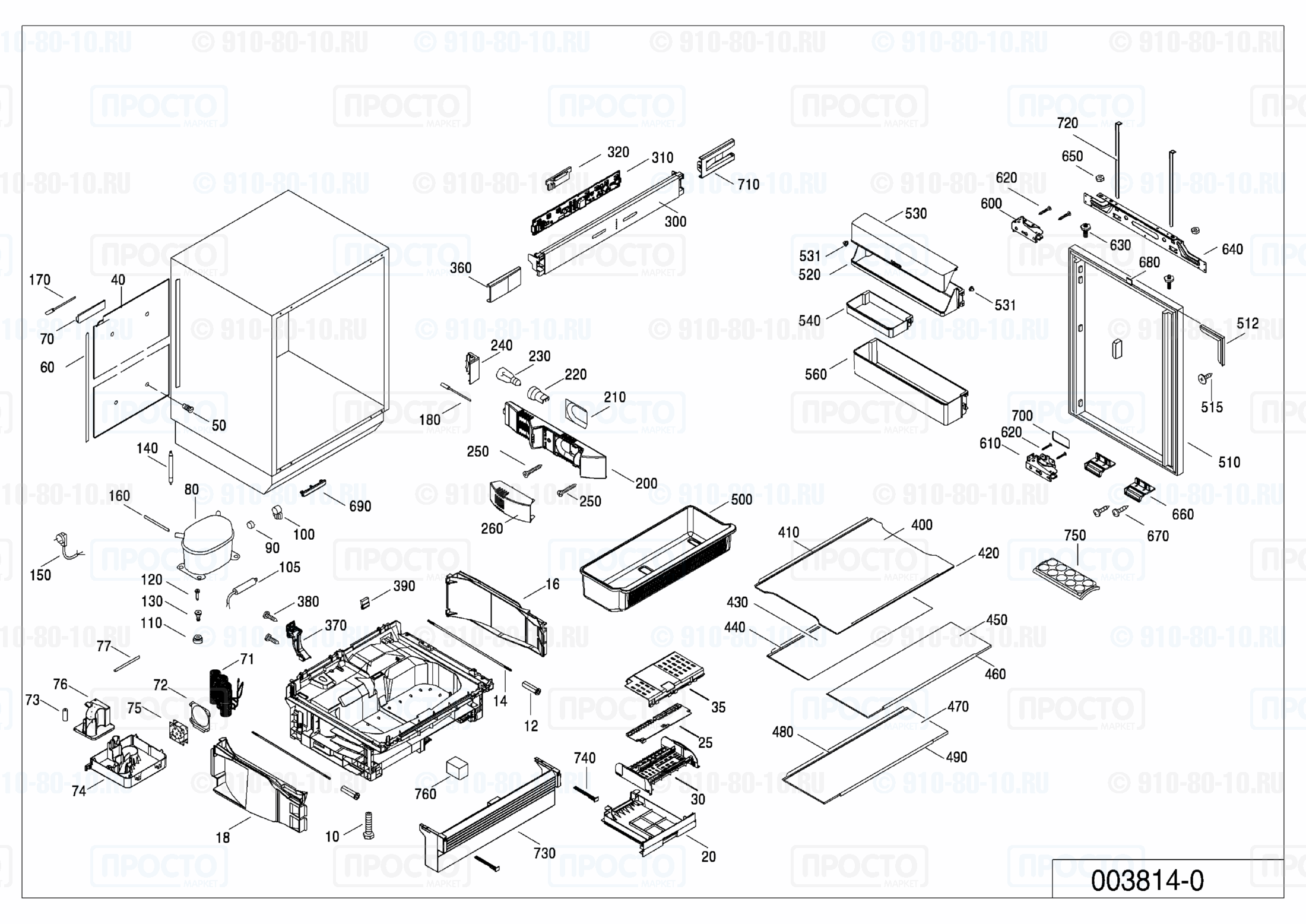 Взрыв-схема запчастей холодильника Liebherr UIK 1620-20Z