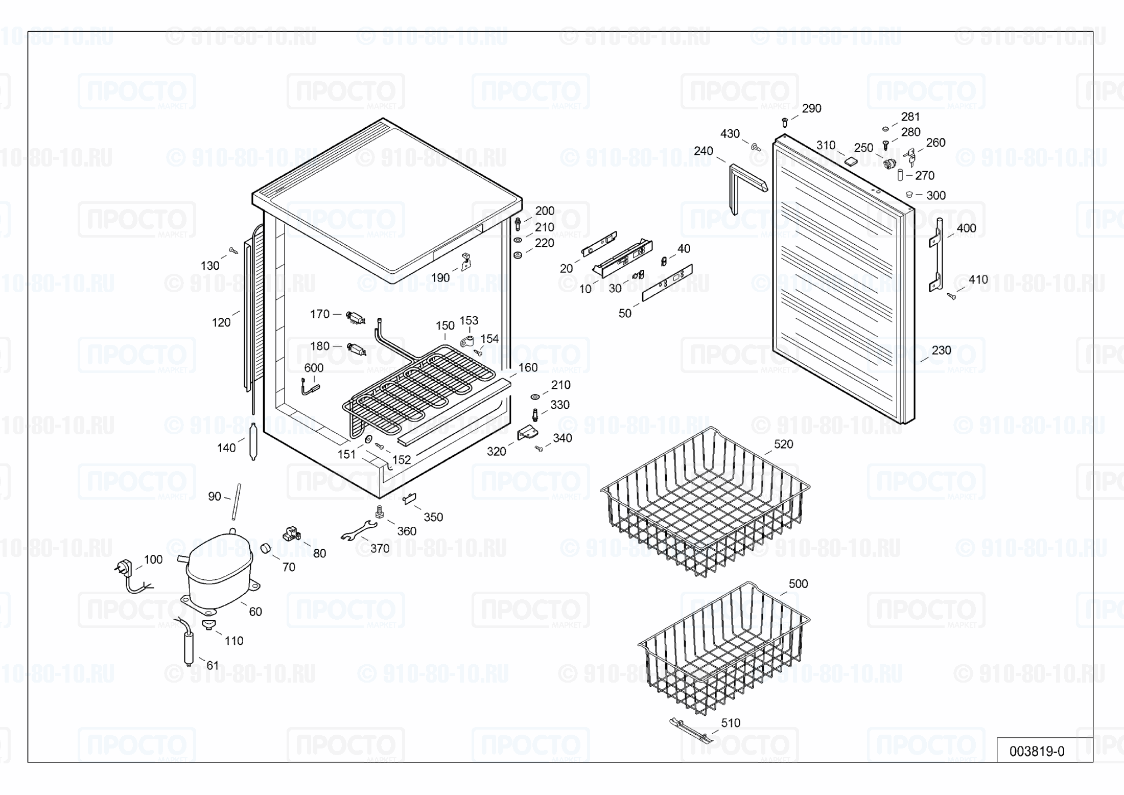 Взрыв-схема запчастей холодильника Liebherr GGU 1550-20H