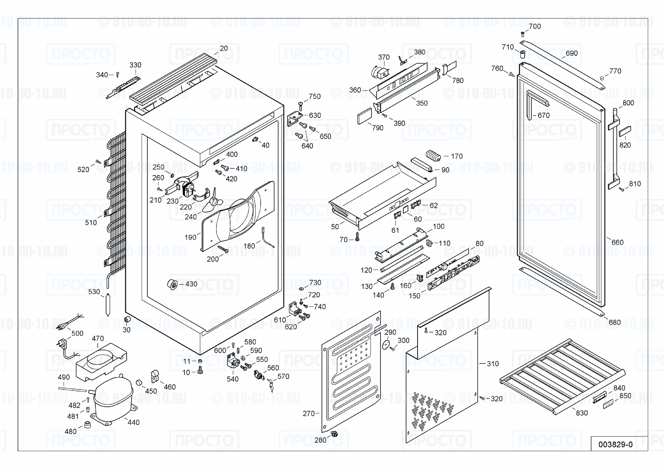 Взрыв-схема запчастей холодильника Liebherr WK 2977-21F