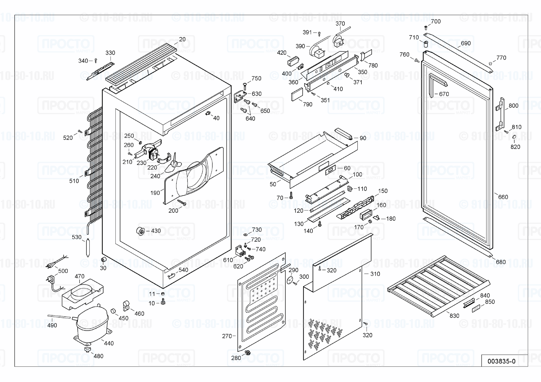 Взрыв-схема запчастей холодильника Liebherr WK 2927-22
