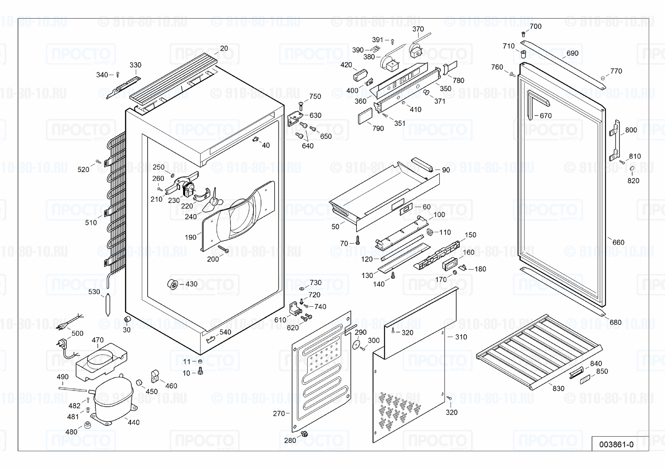 Взрыв-схема запчастей холодильника Liebherr WK 4127-22B