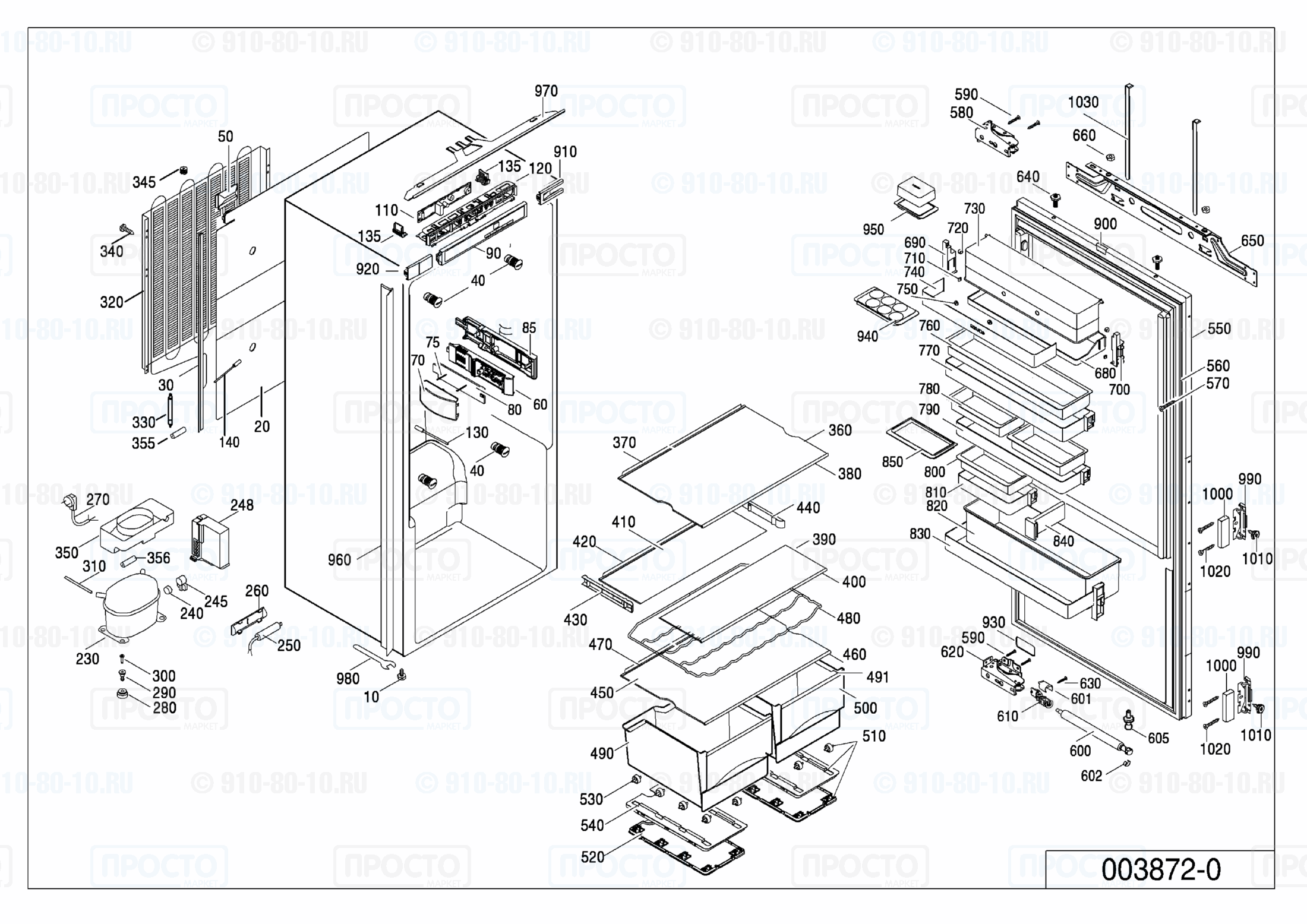 Взрыв-схема запчастей холодильника Liebherr IKP 2460-20F