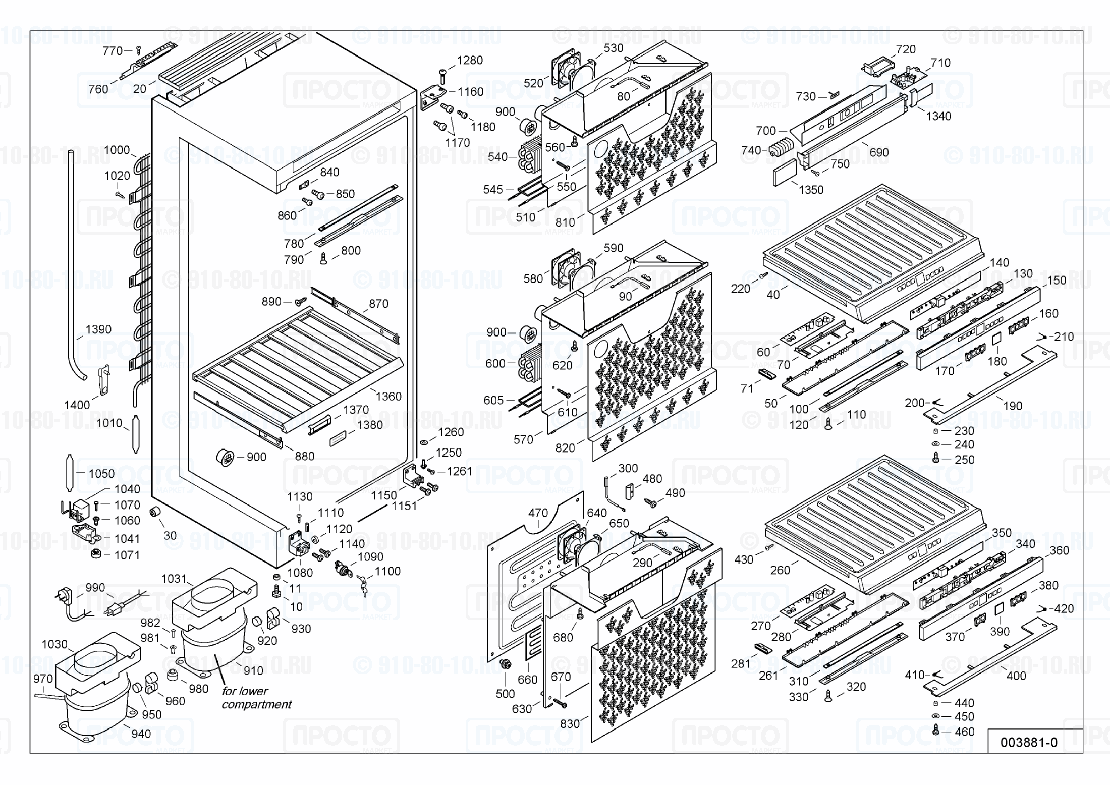 Взрыв-схема запчастей холодильника Liebherr WTes 4677-21L