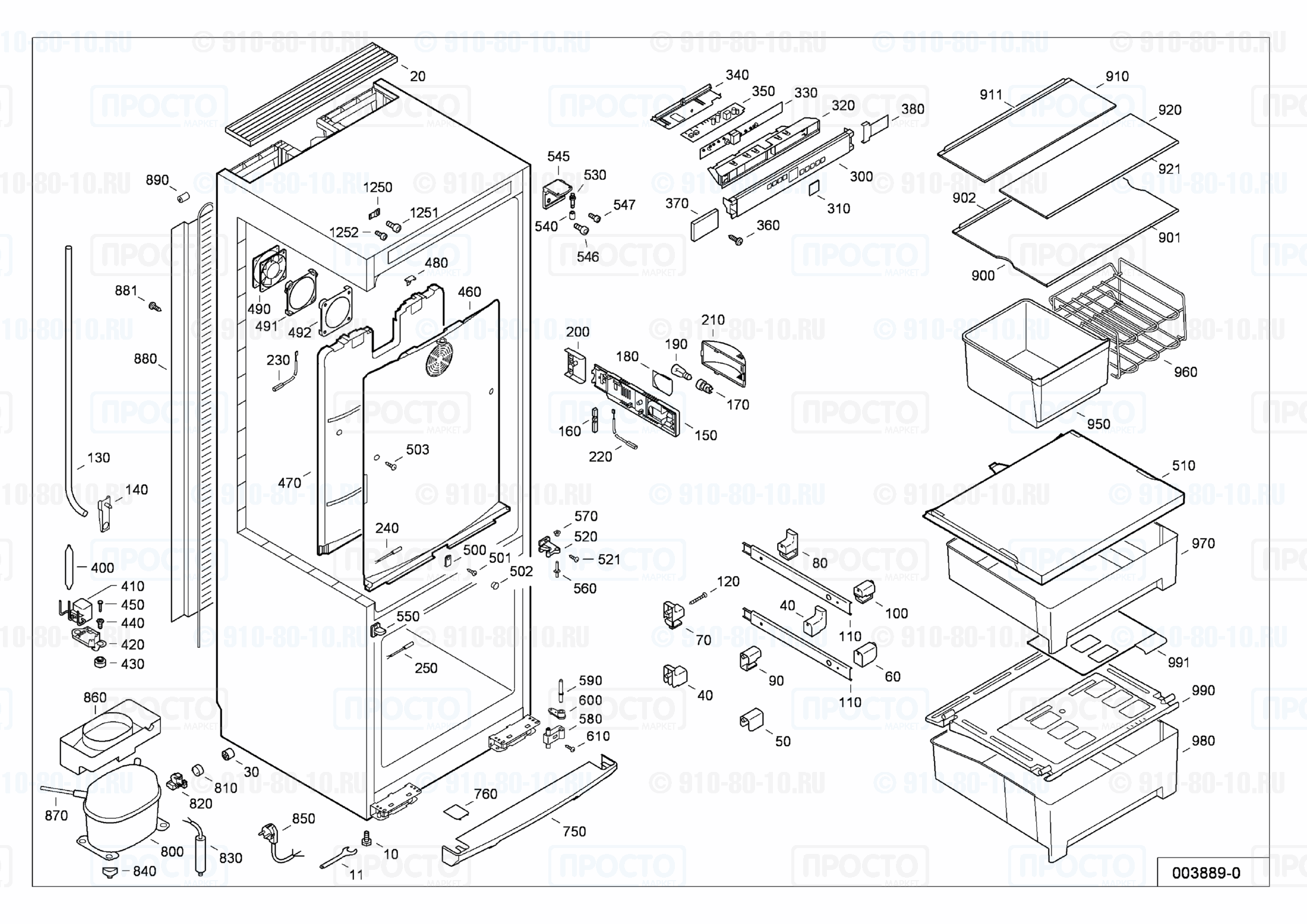 Взрыв-схема запчастей холодильника Liebherr CBPes 4056-23C
