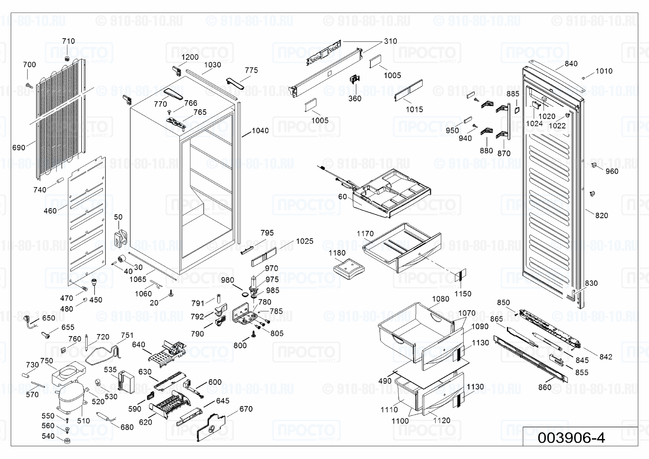 Взрыв-схема запчастей холодильника Liebherr SGNes 3010-25D