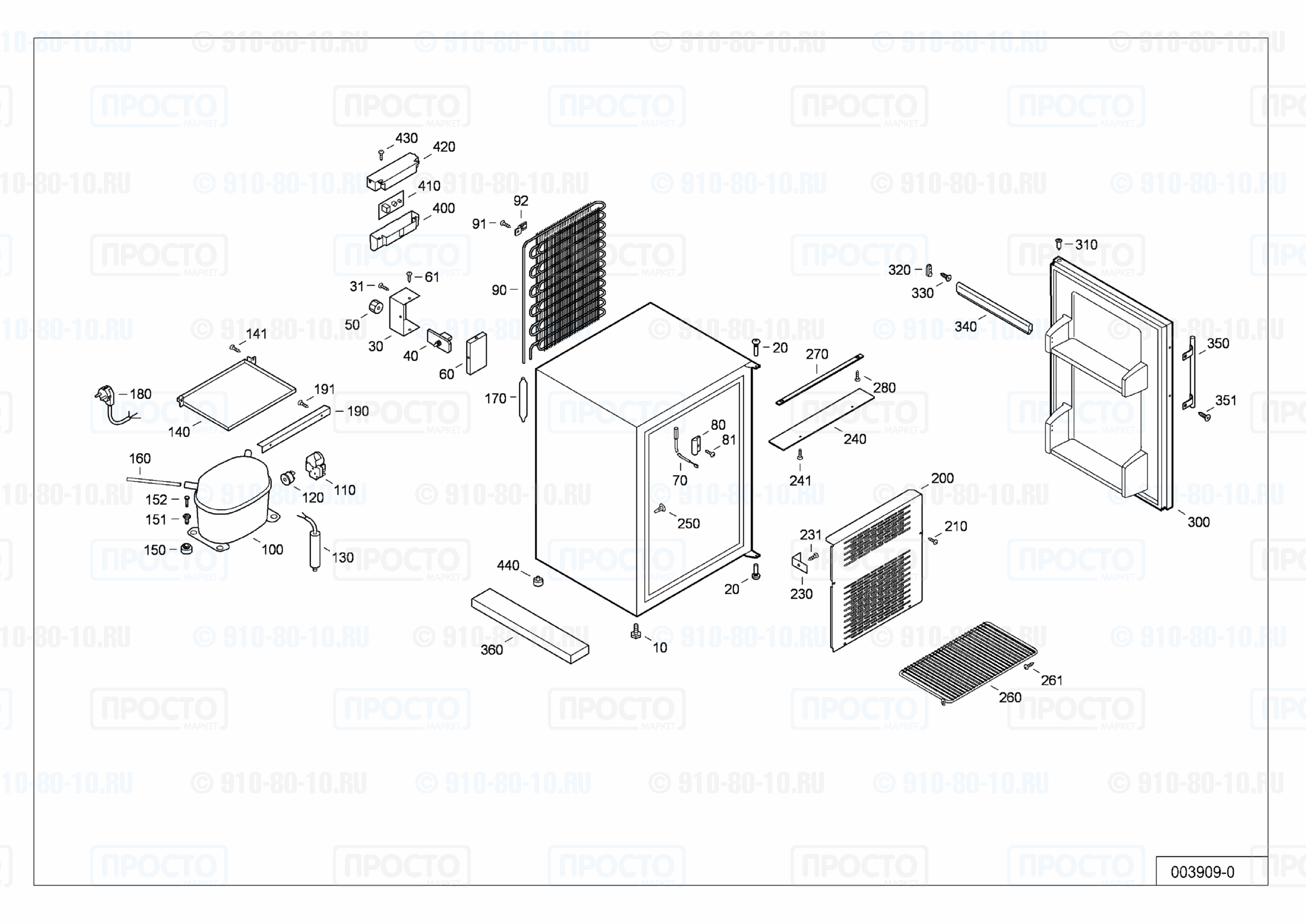 Взрыв-схема запчастей холодильника Liebherr FKv 500-20D