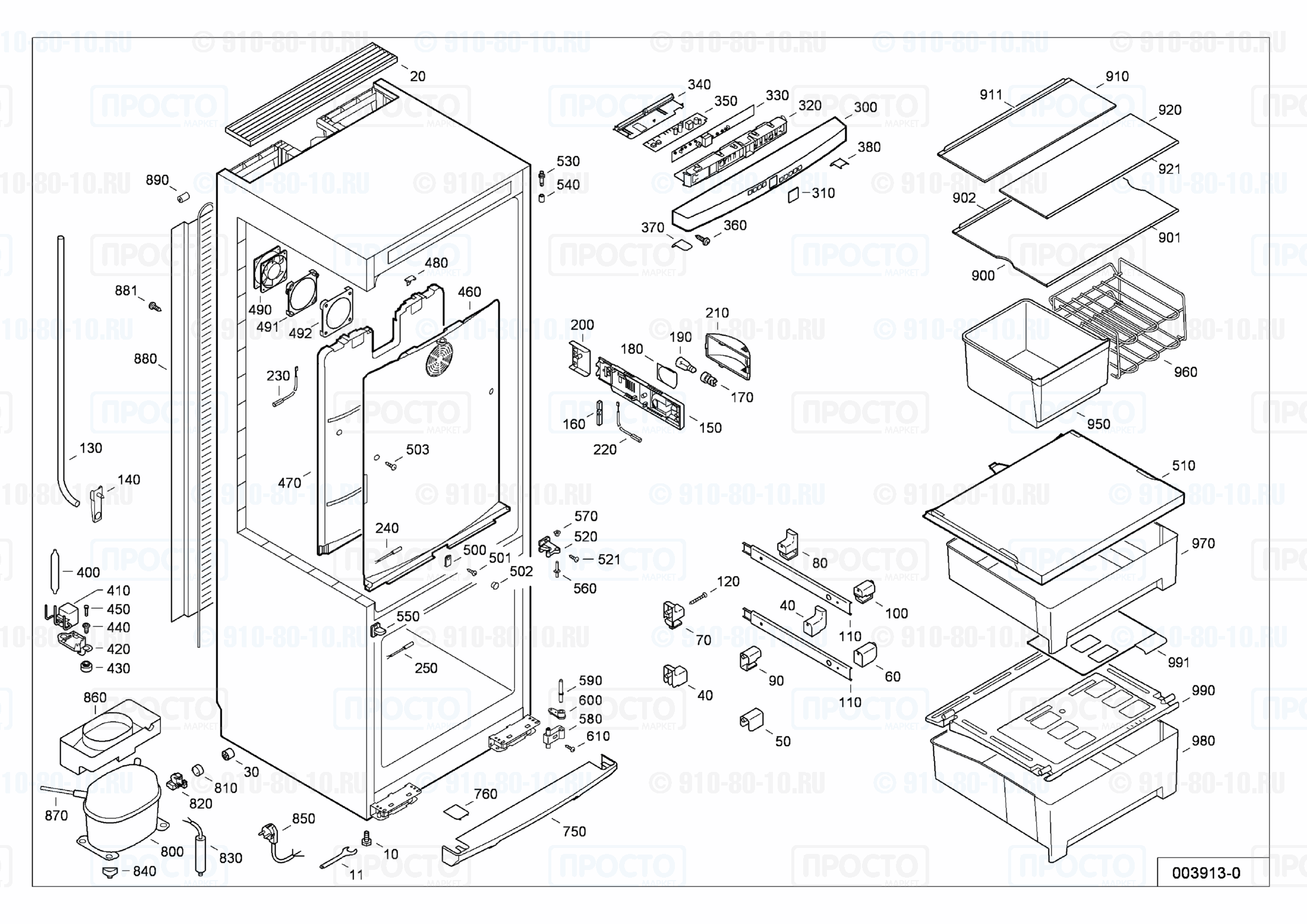 Взрыв-схема запчастей холодильника Liebherr CBP 3656-21C