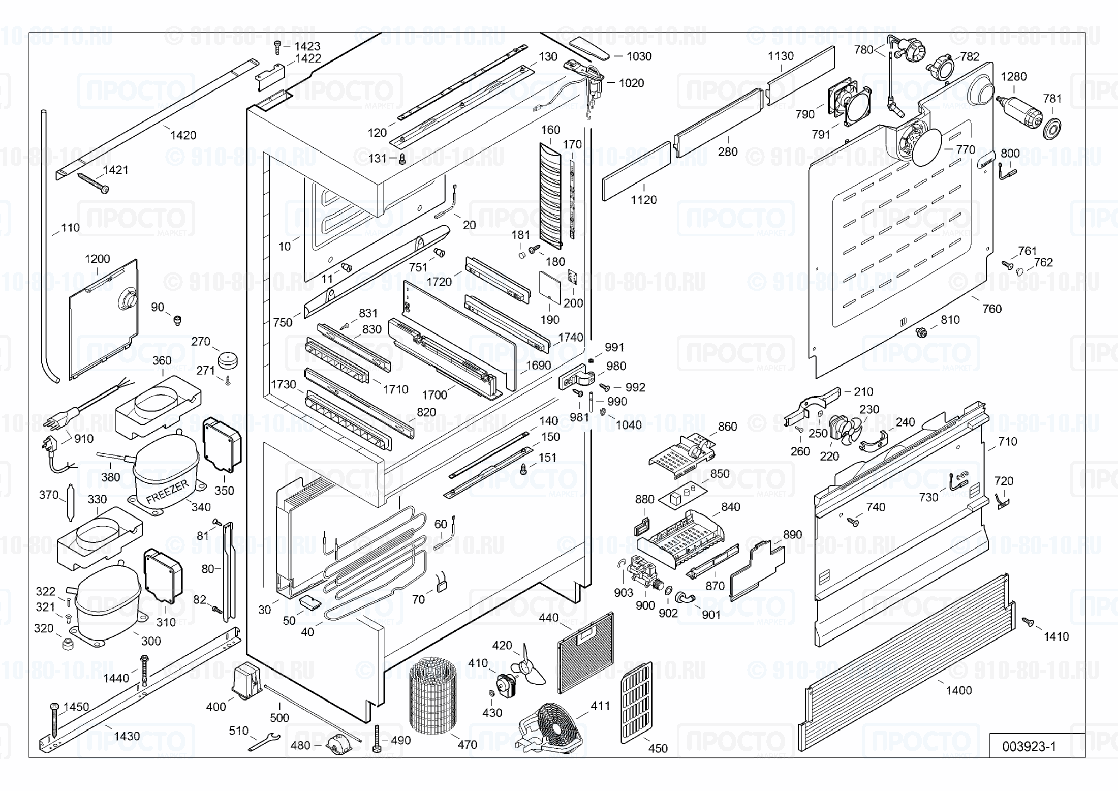 Взрыв-схема запчастей холодильника Liebherr CNes 6256-12F
