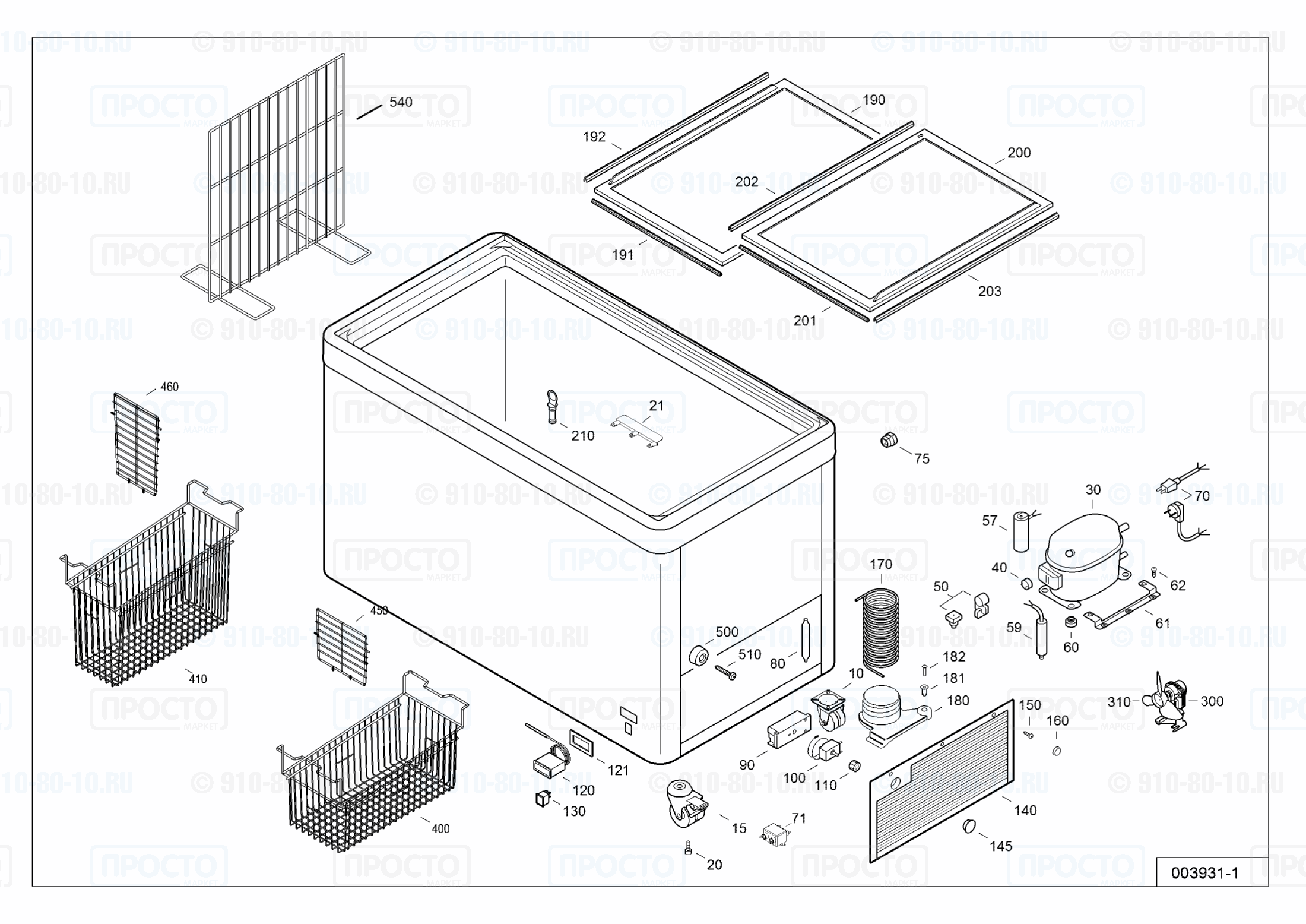 Взрыв-схема запчастей холодильника Liebherr EFE 5002-10D