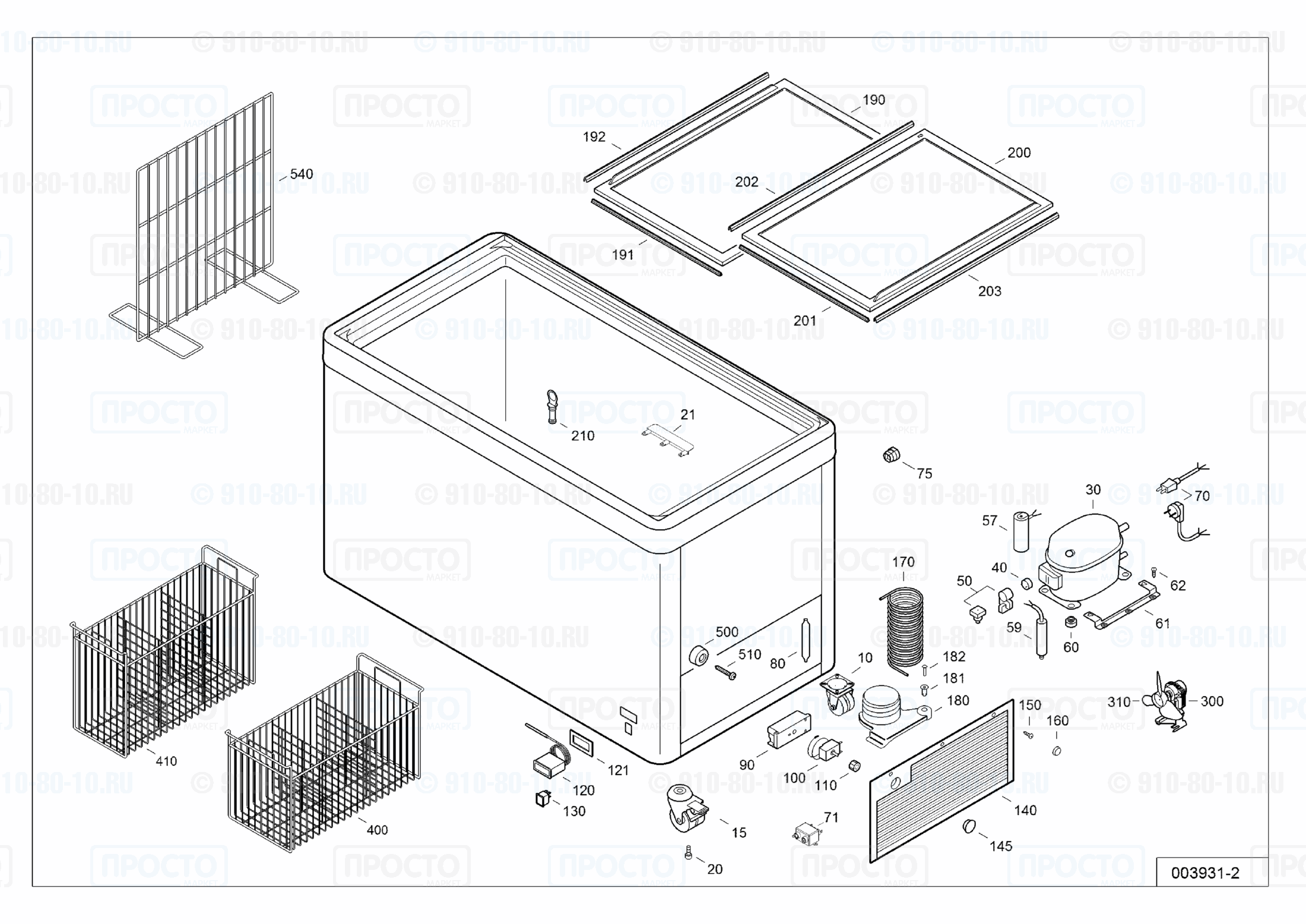 Взрыв-схема запчастей холодильника Liebherr EFE 3502-10D