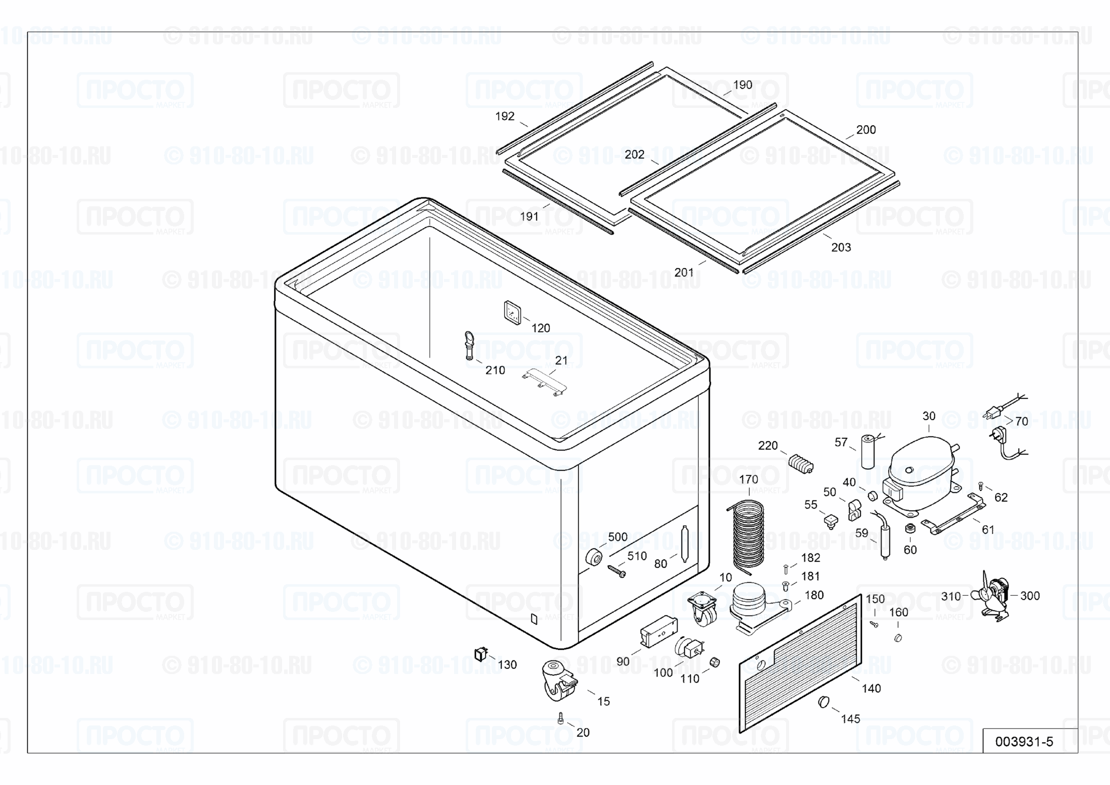 Взрыв-схема запчастей холодильника Liebherr EFE 3502-10A