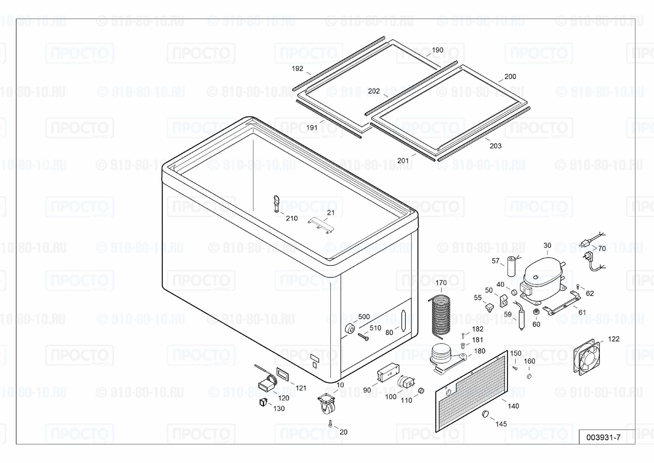 Взрыв-схема запчастей холодильника Liebherr EFE 3502-10S
