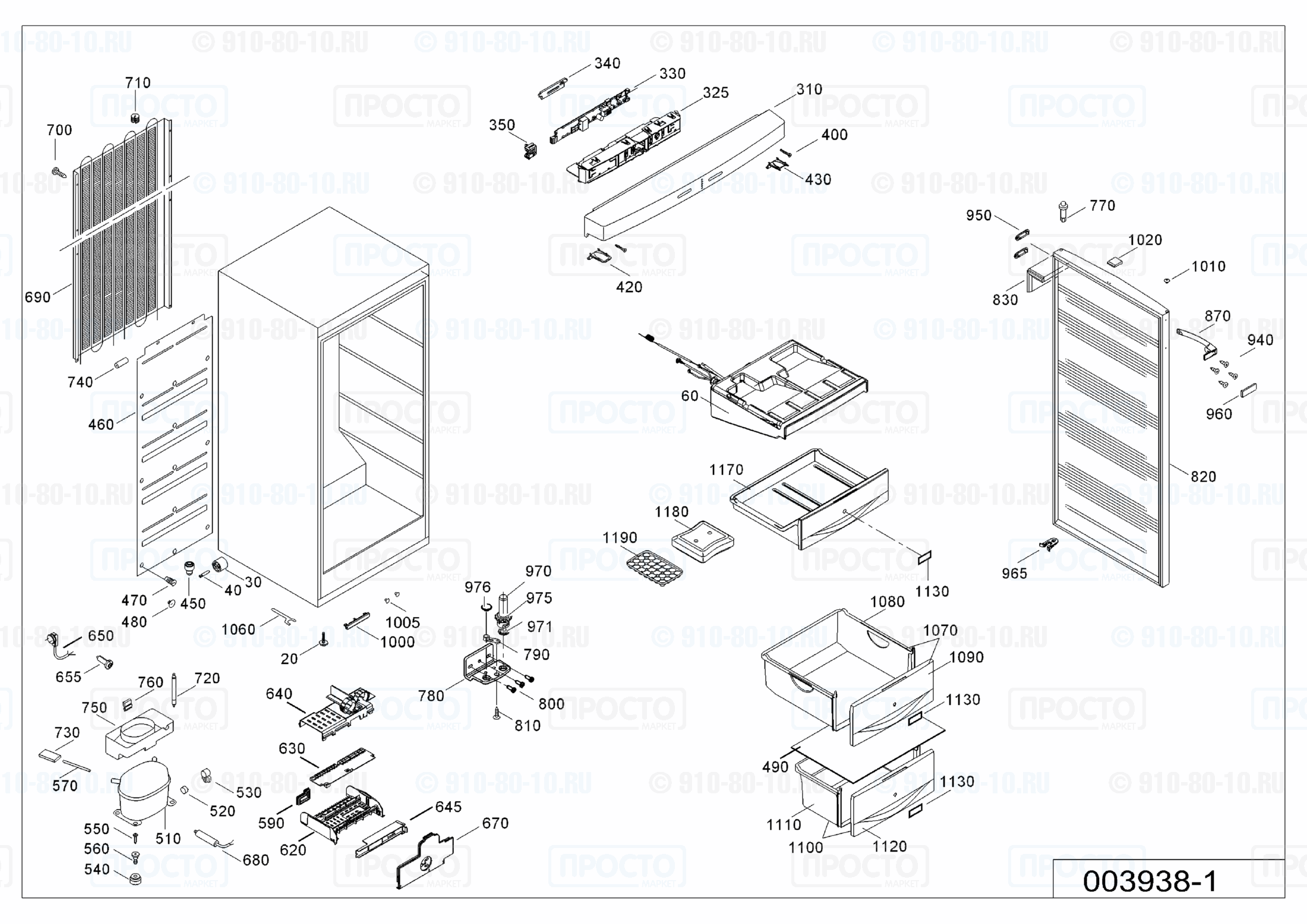 Взрыв-схема запчастей холодильника Liebherr GN 3013-20J