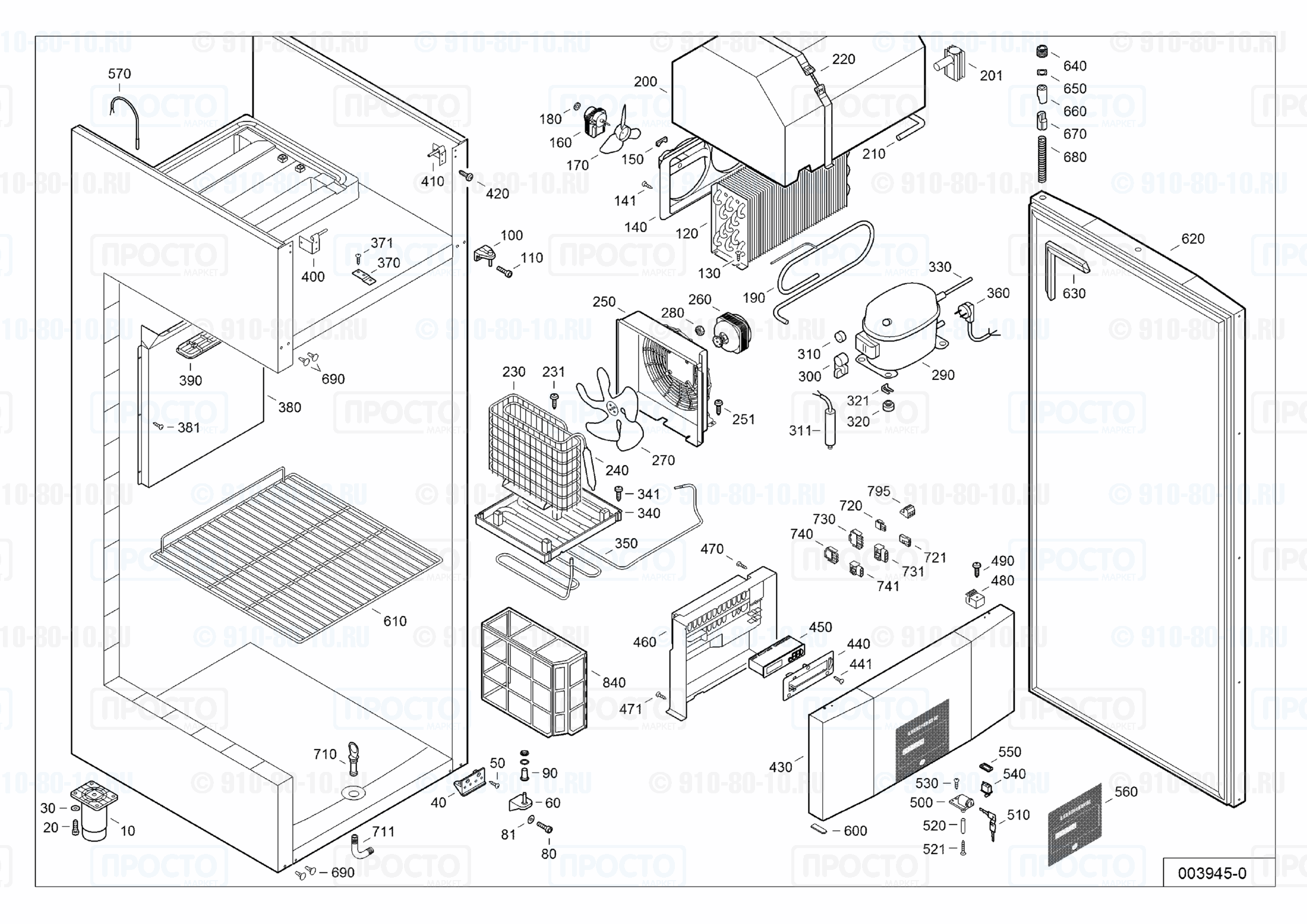 Взрыв-схема запчастей холодильника Liebherr GKPv 6520-40A