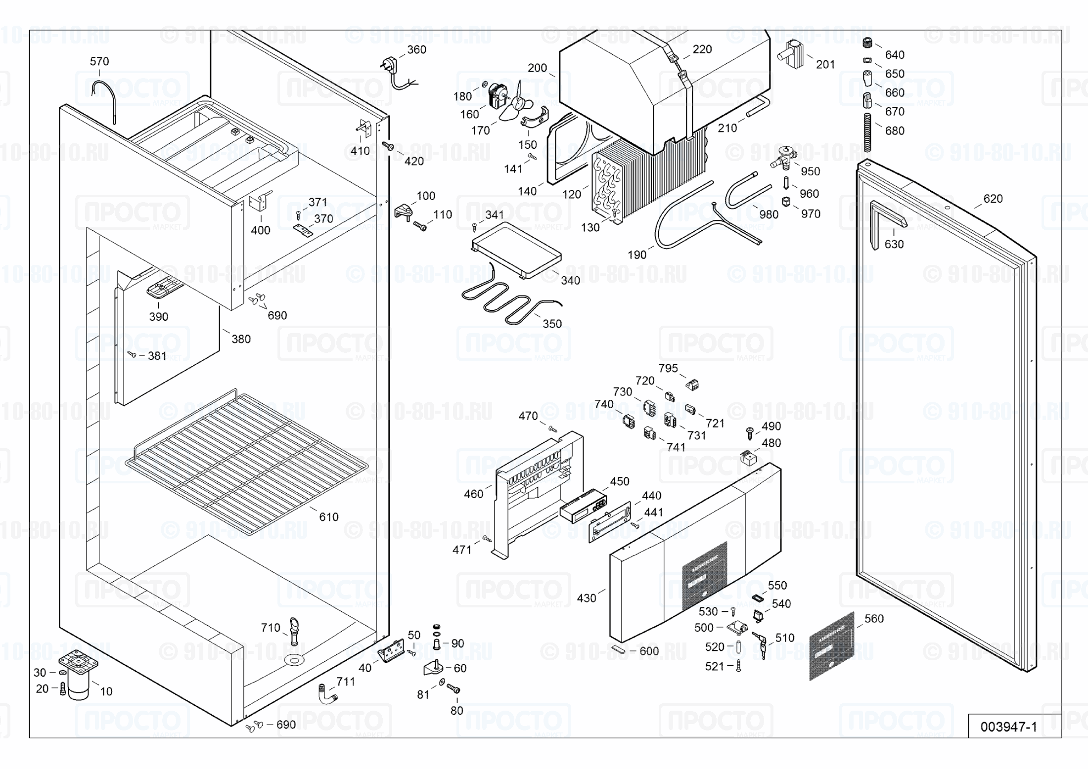 Взрыв-схема запчастей холодильника Liebherr GKPv 6570-12B