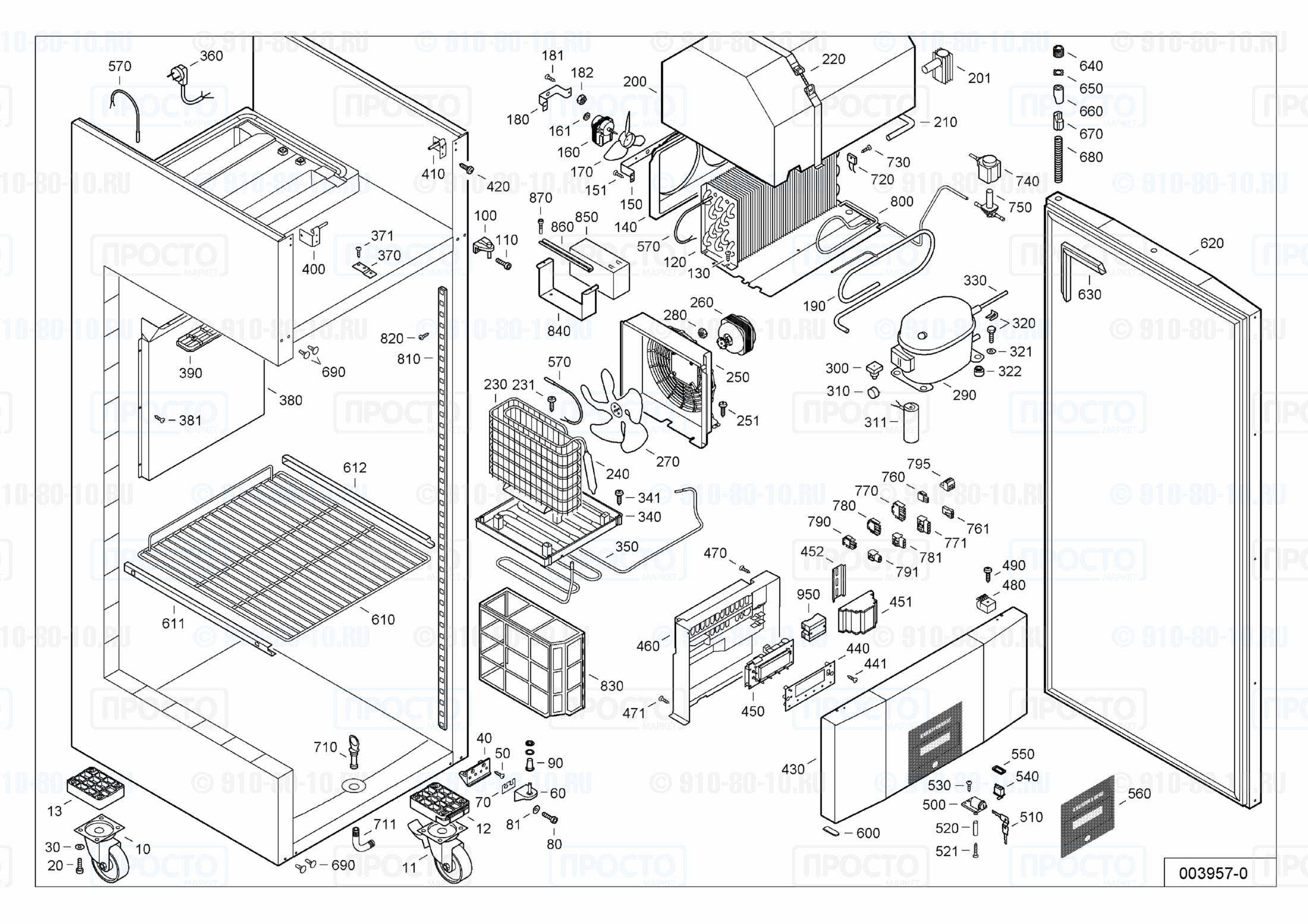 Взрыв-схема запчастей холодильника Liebherr LGPv 6520-15E