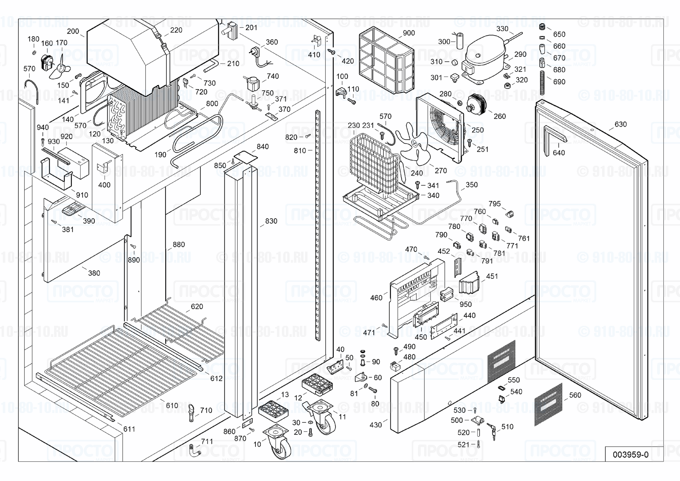 Взрыв-схема холодильника Liebherr LKPv 1420-10D