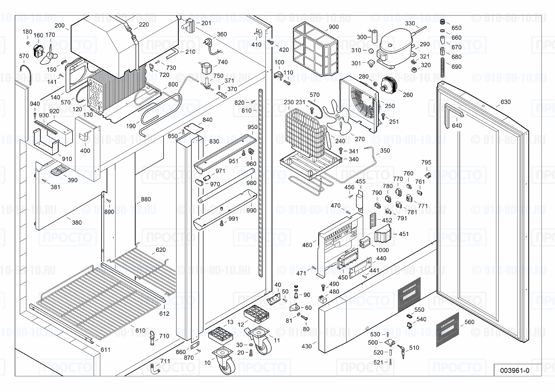 Взрыв-схема запчастей холодильника Liebherr LKPv 1422-40