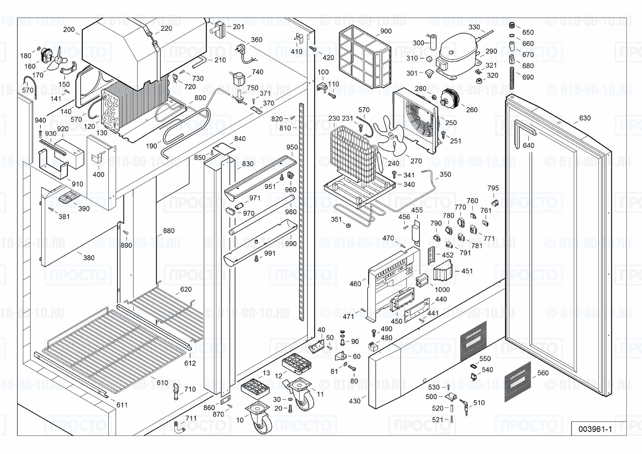 Взрыв-схема запчастей холодильника Liebherr LKPv 1422-41A