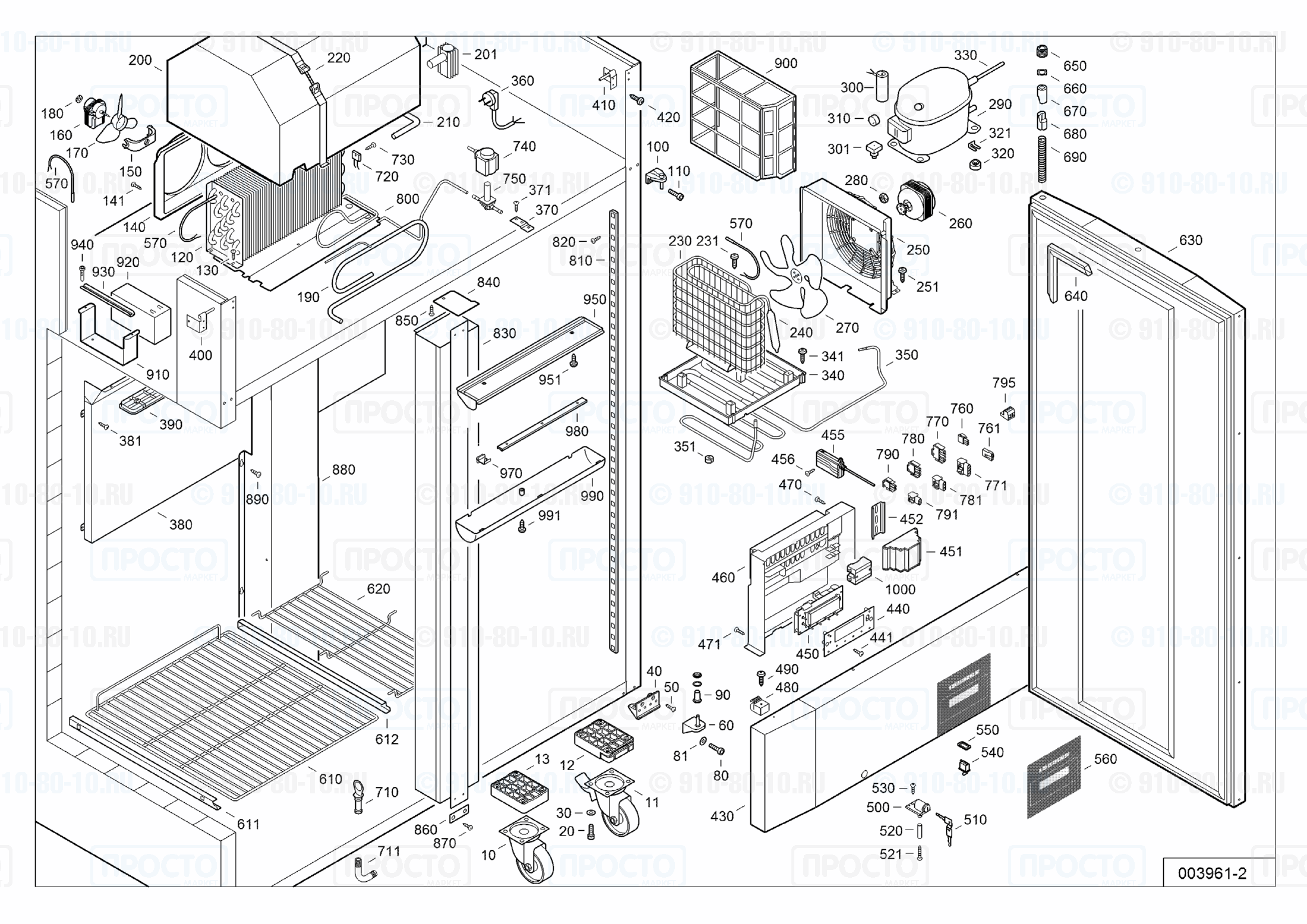 Взрыв-схема запчастей холодильника Liebherr LKPv 1423-40E