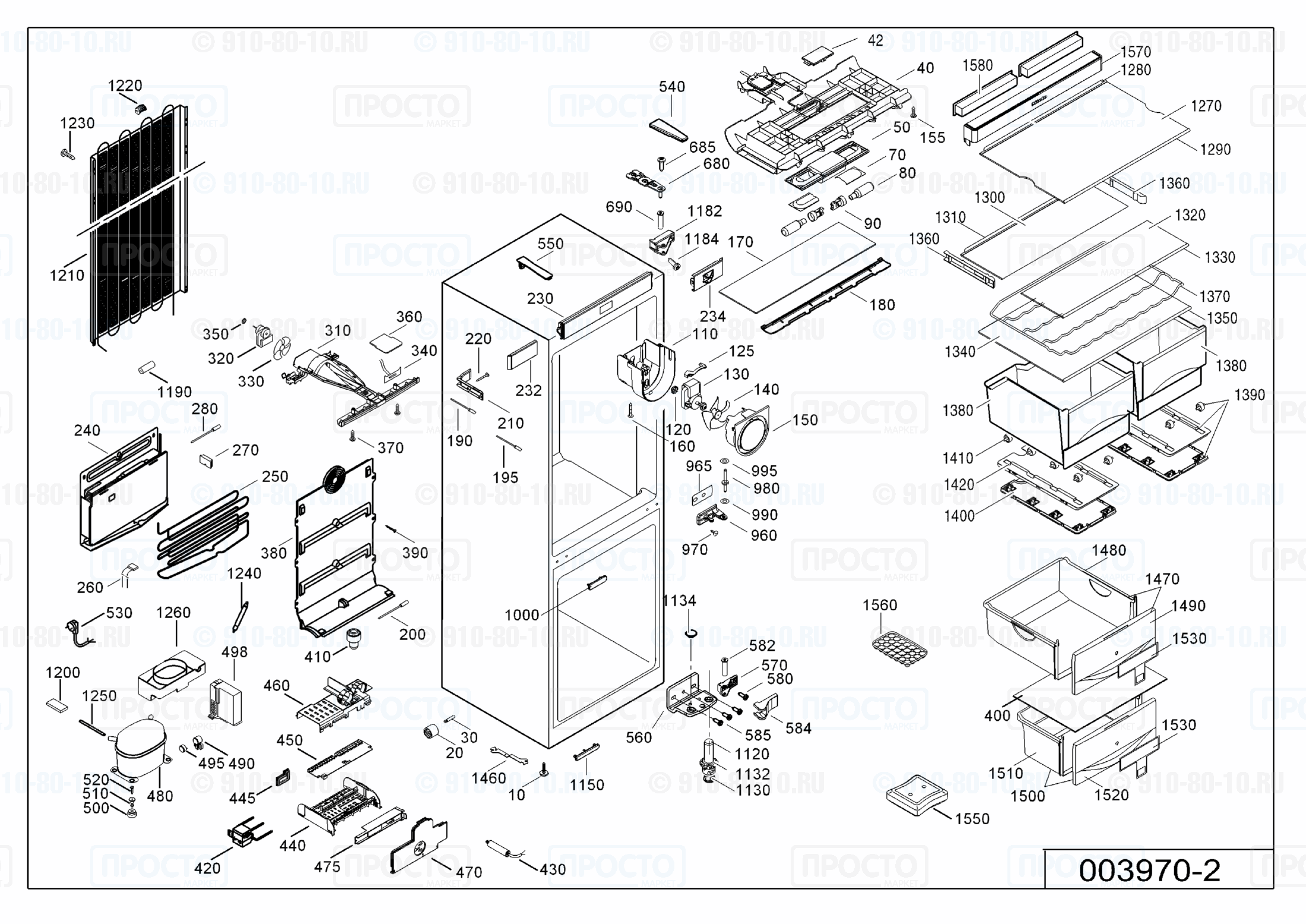 Взрыв-схема запчастей холодильника Liebherr CNes 4056-21E