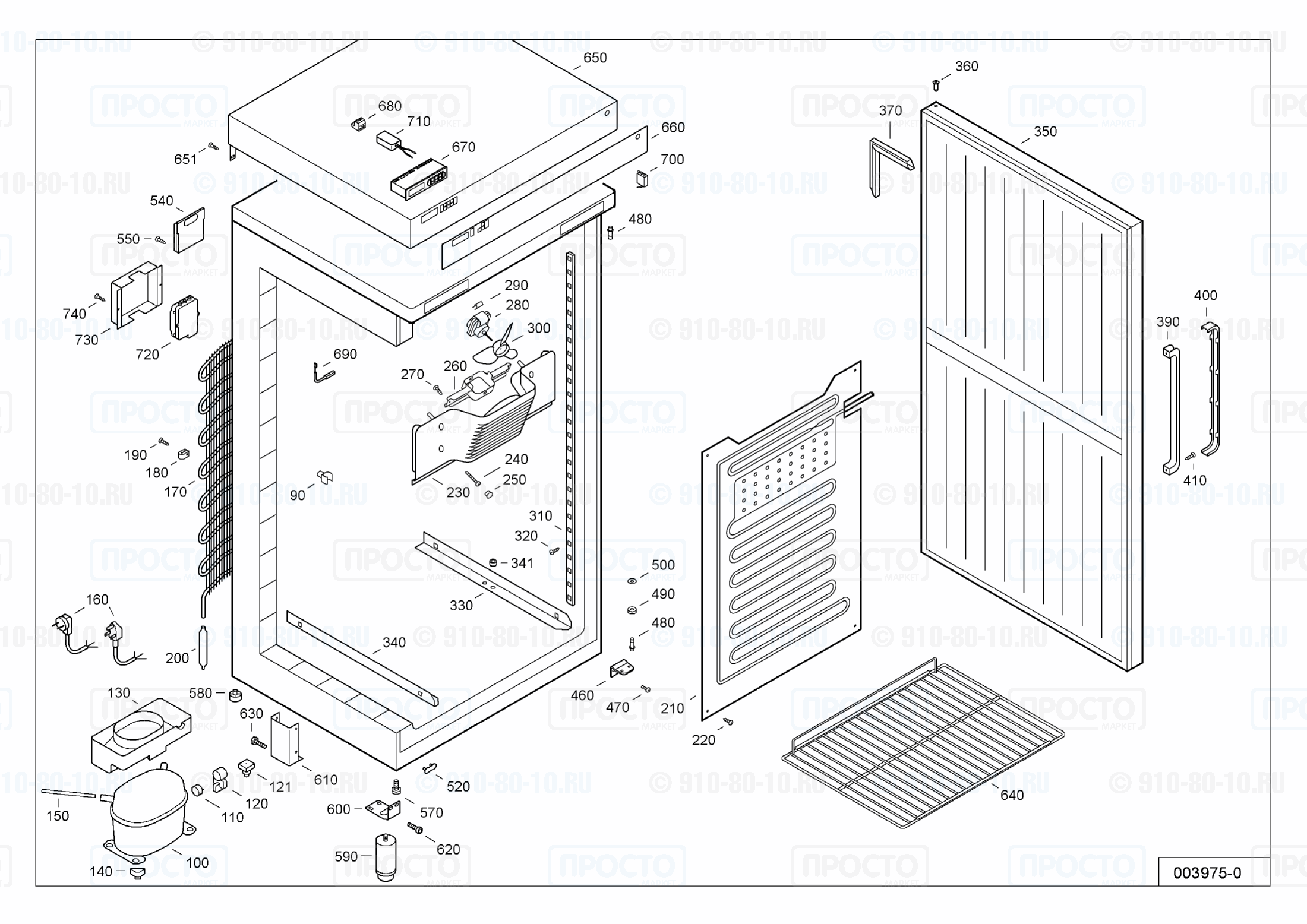 Взрыв-схема запчастей холодильника Liebherr BKv 4000-20E