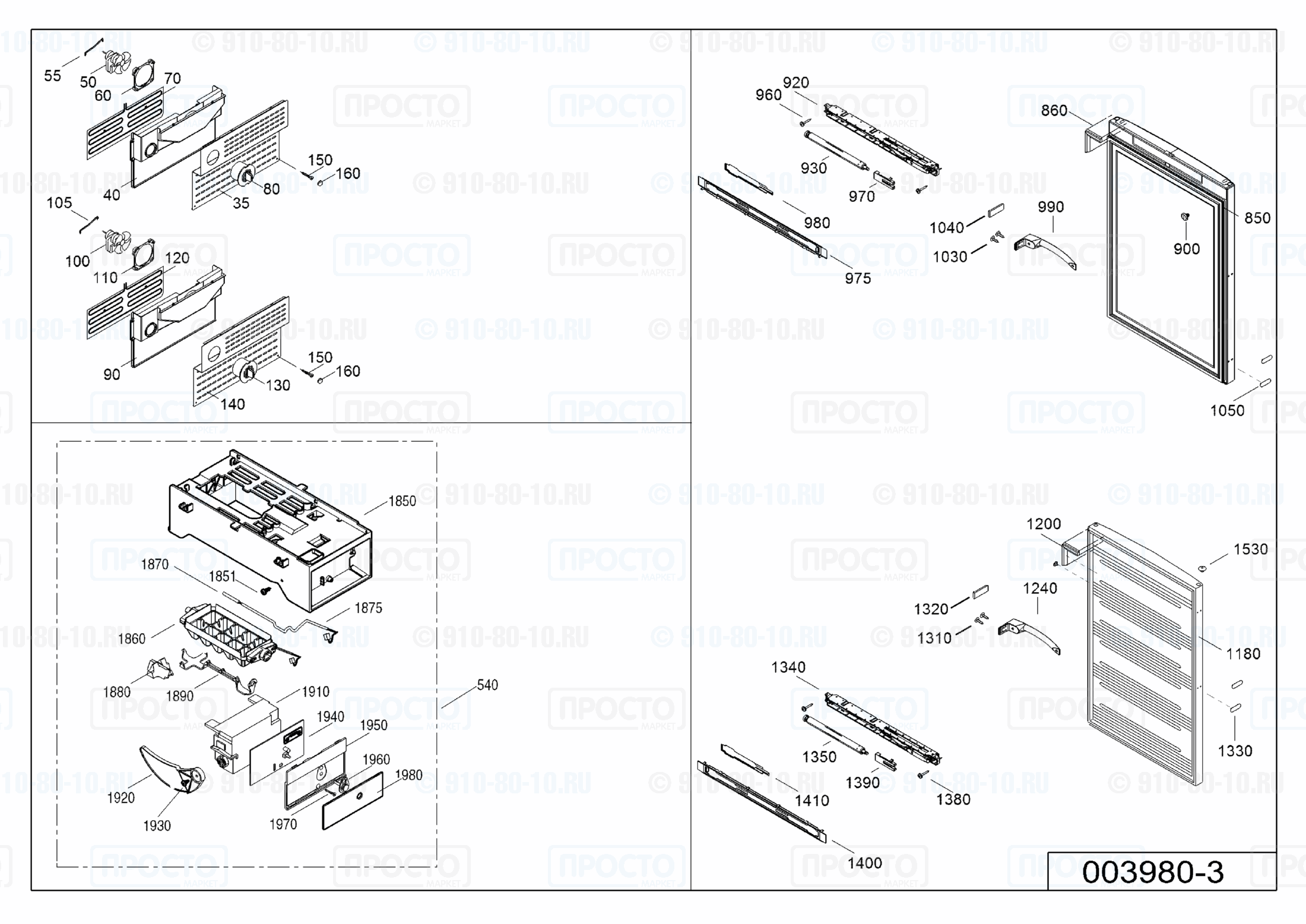 Взрыв-схема холодильника Liebherr SWTNes 3010-23F