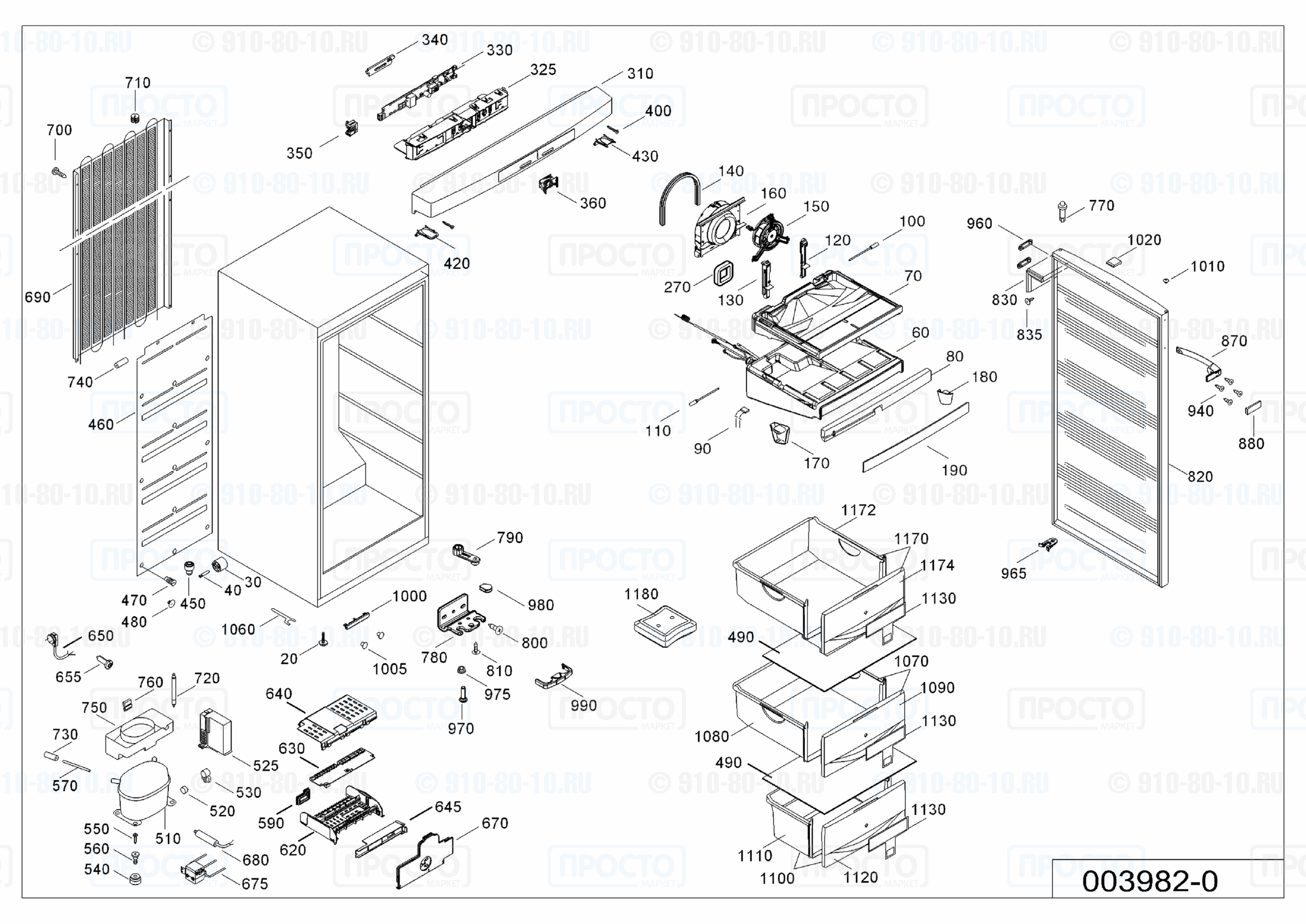 Взрыв-схема запчастей холодильника Liebherr GNP 3113-20D