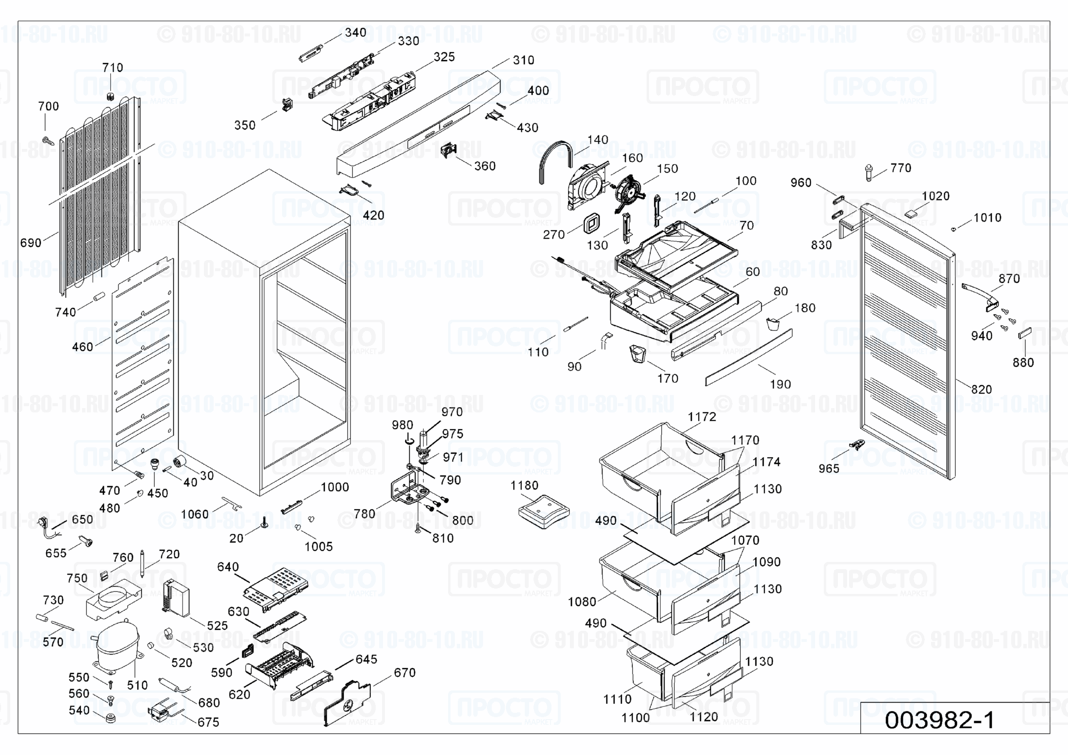 Взрыв-схема запчастей холодильника Liebherr GNP 3113-20E