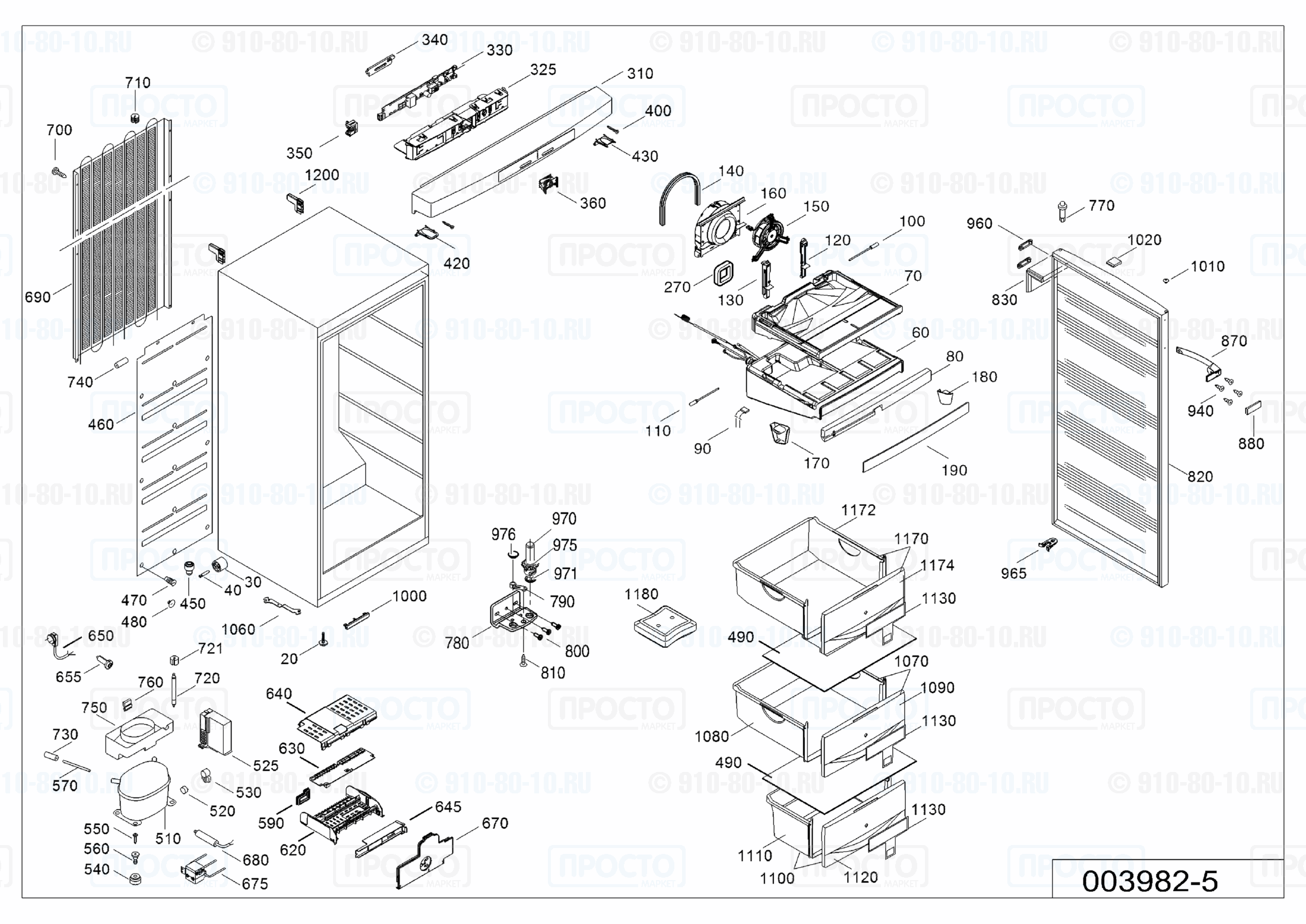Взрыв-схема запчастей холодильника Liebherr GNP 3113-20L
