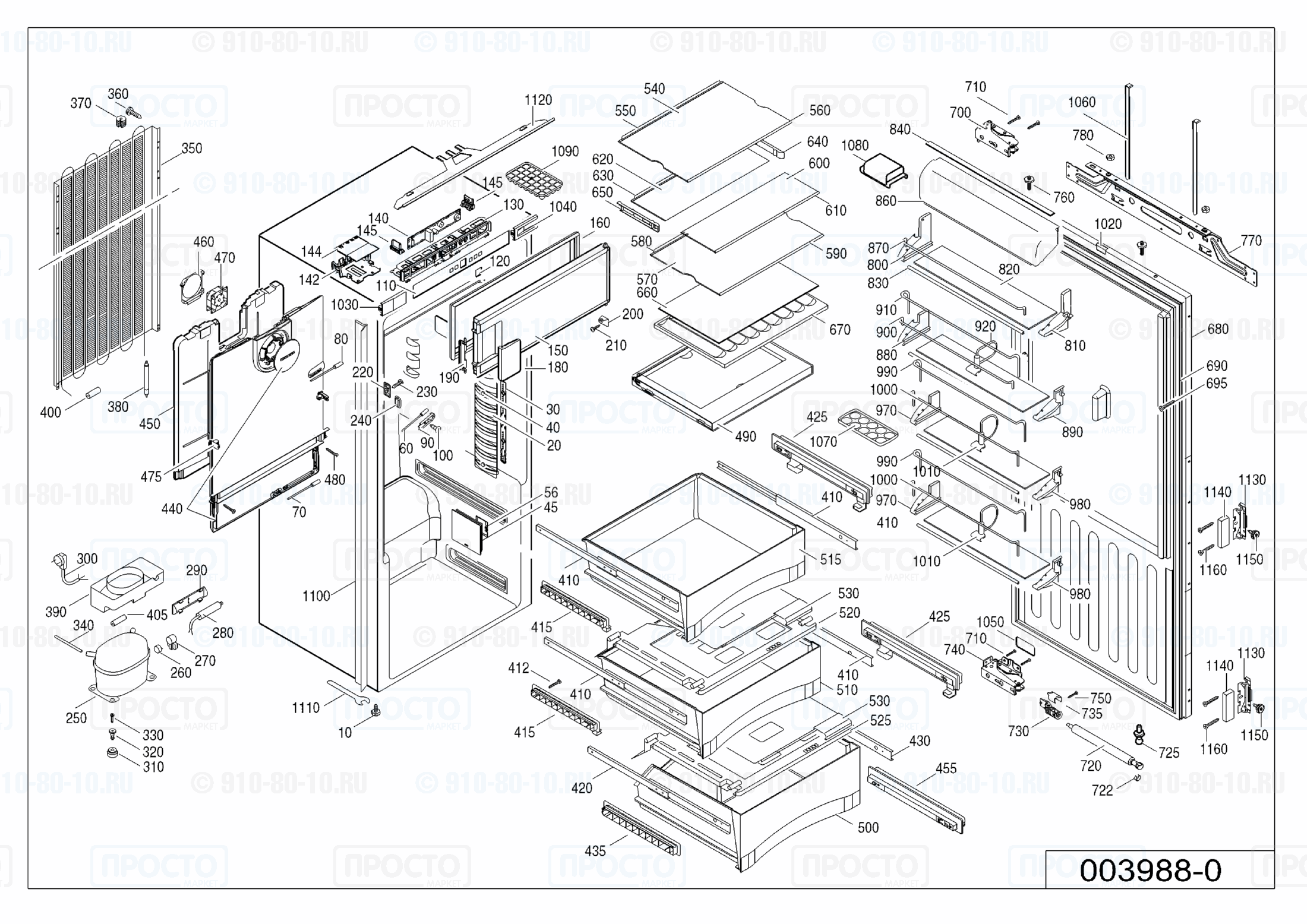 Взрыв-схема запчастей холодильника Liebherr IKB 3454-20N