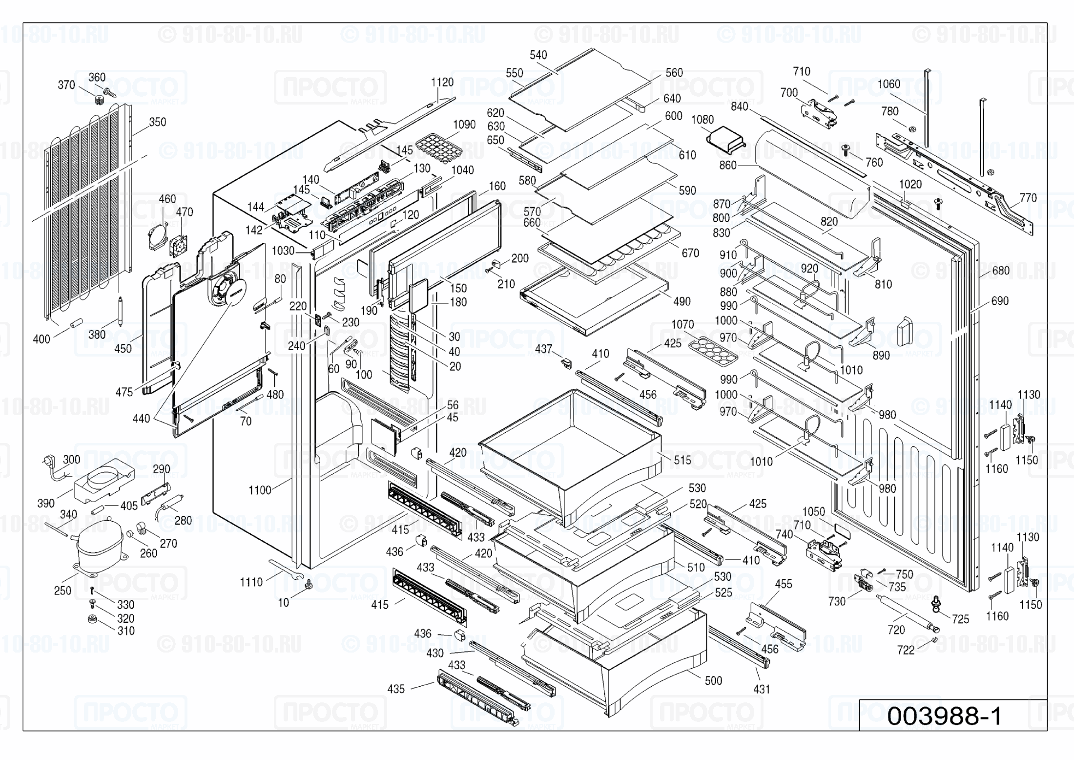 Взрыв-схема запчастей холодильника Liebherr IKB 3454-21