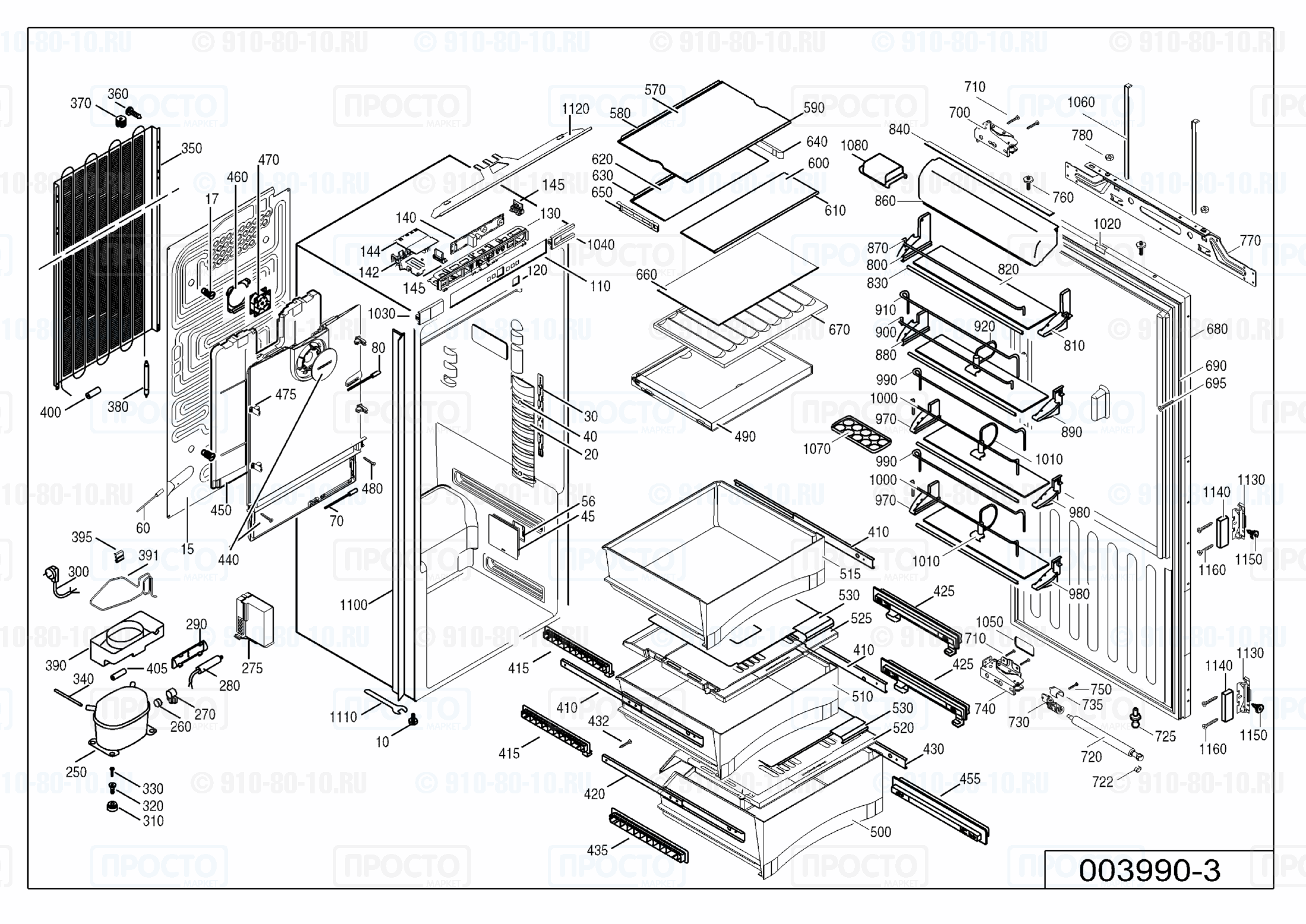 Взрыв-схема запчастей холодильника Liebherr IKB 3660-20F