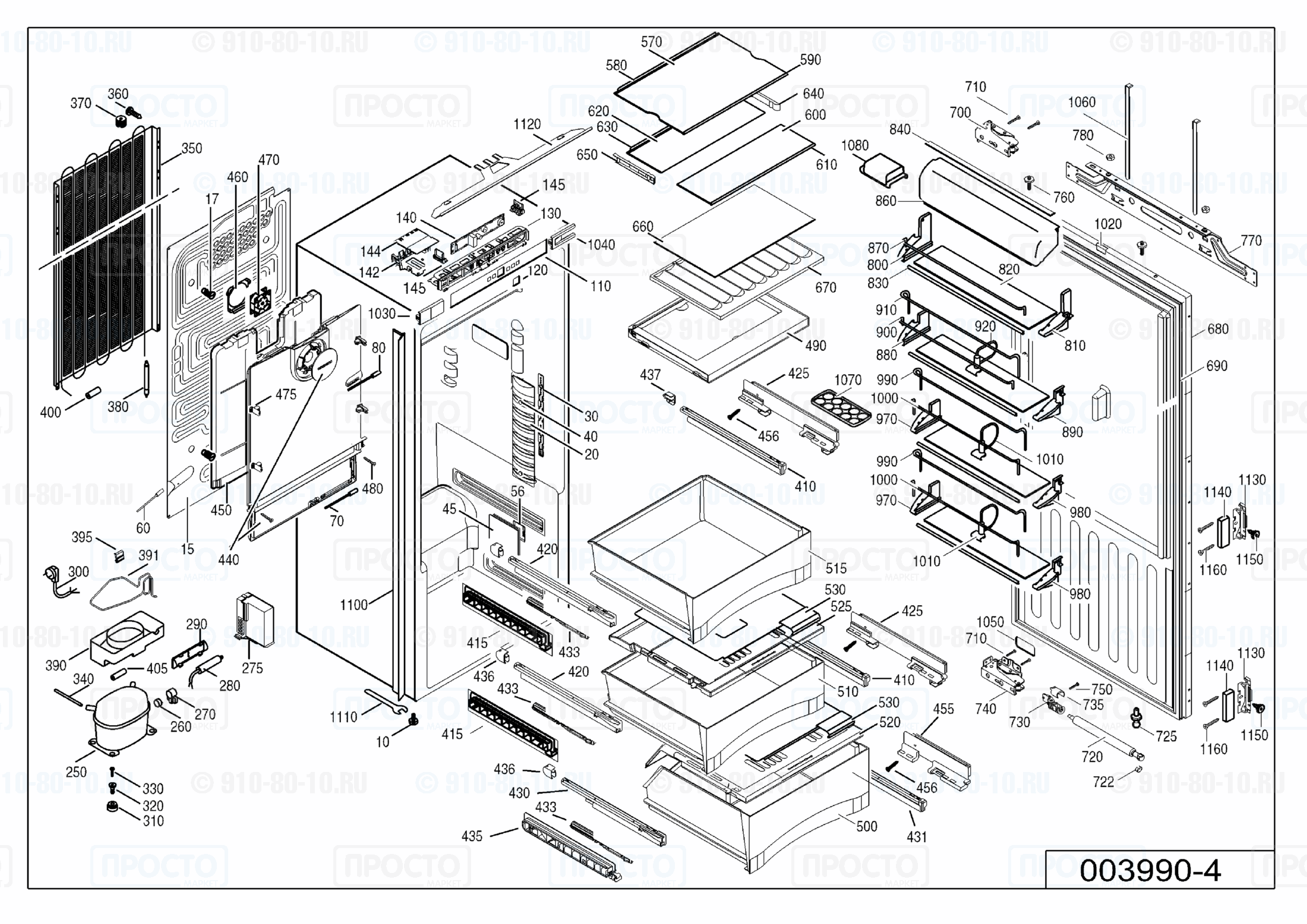 Взрыв-схема запчастей холодильника Liebherr IKB 3660-21B