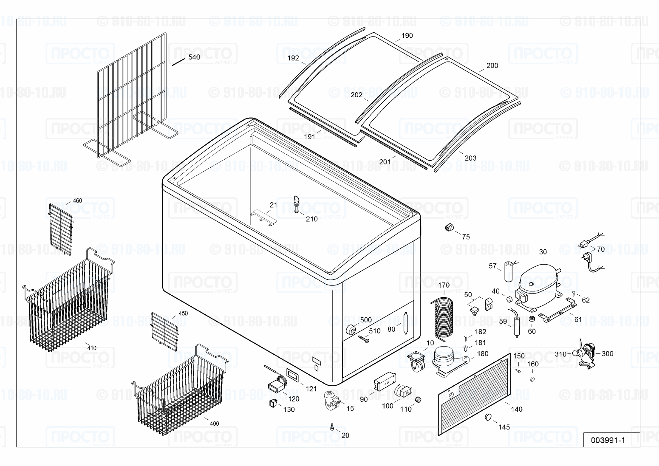 Взрыв-схема запчастей холодильника Liebherr EFI 3403-10I