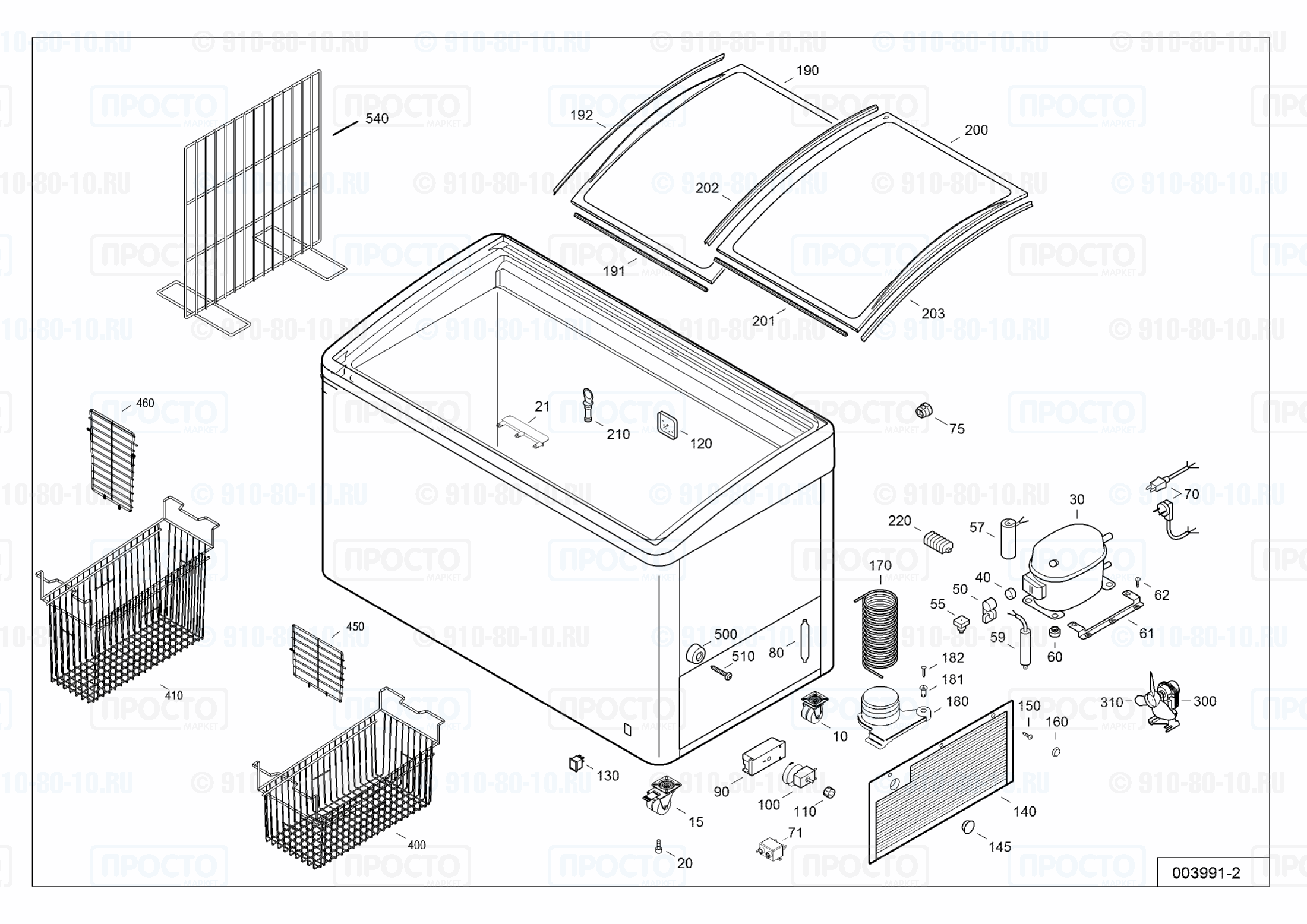 Взрыв-схема запчастей холодильника Liebherr EFI 2703-11A