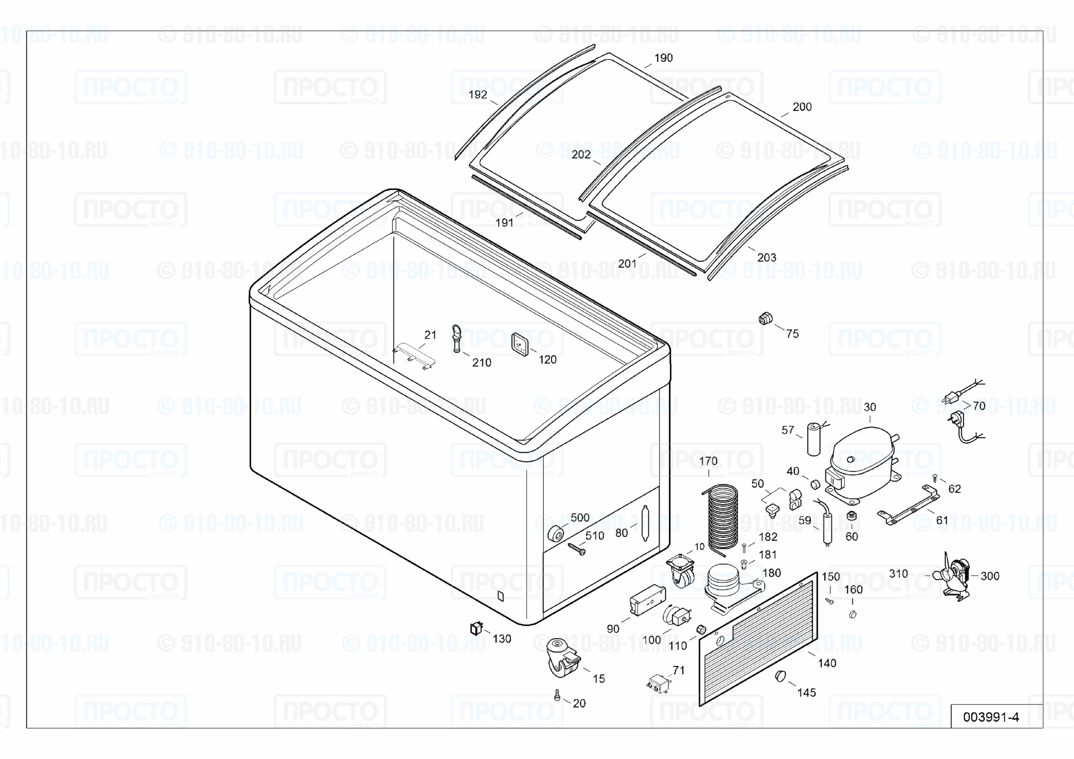 Взрыв-схема запчастей холодильника Liebherr EFI 2003-40A