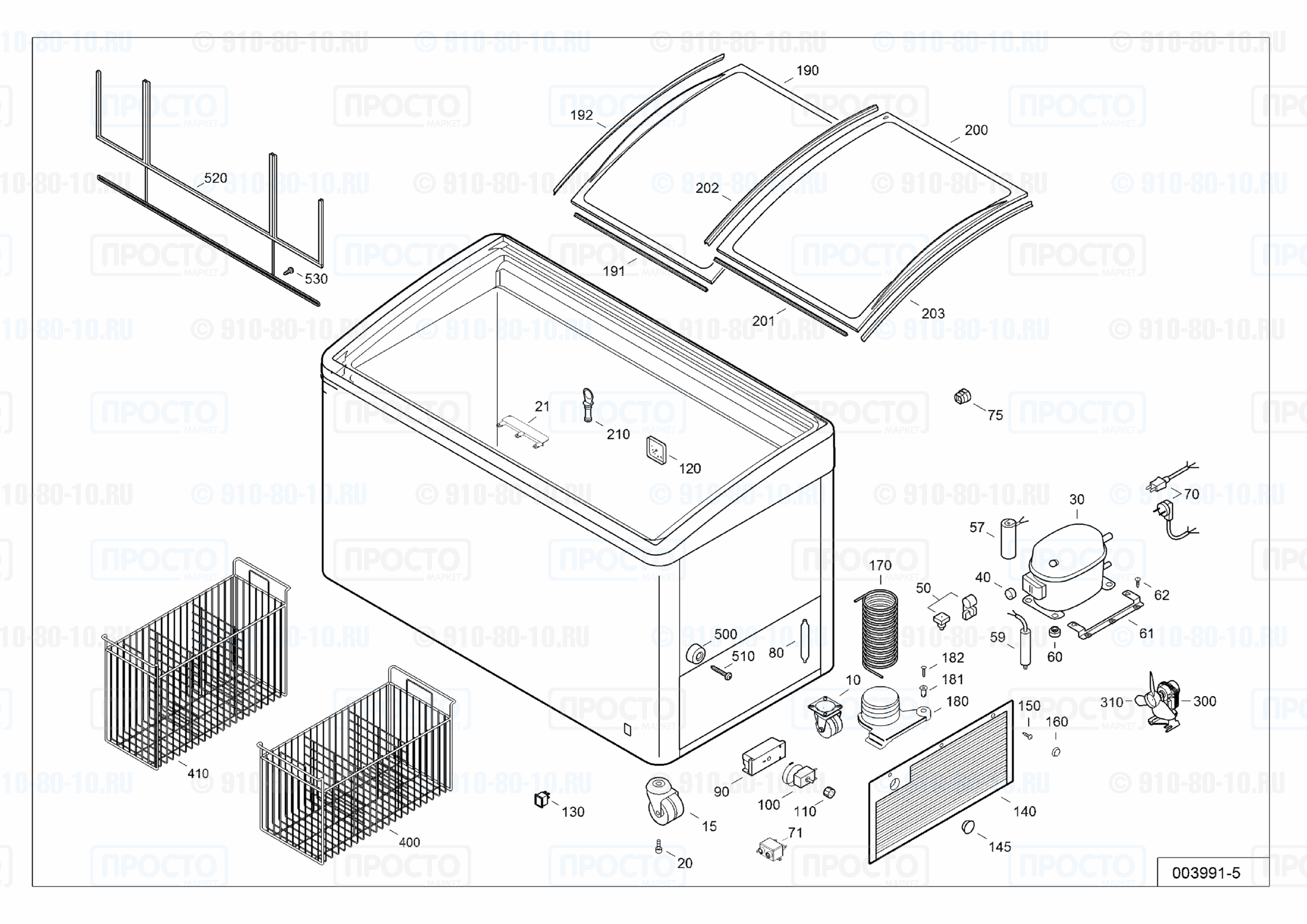 Взрыв-схема запчастей холодильника Liebherr EFI 2003-10G