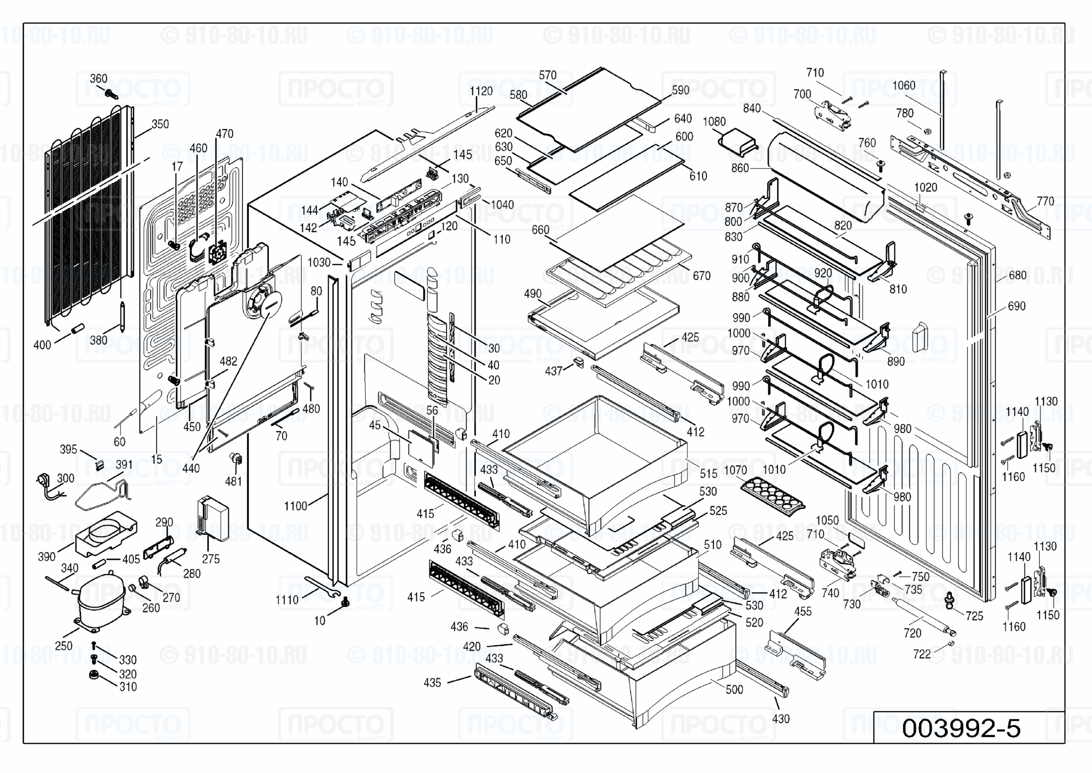 Взрыв-схема запчастей холодильника Liebherr SIKB 3650-21B