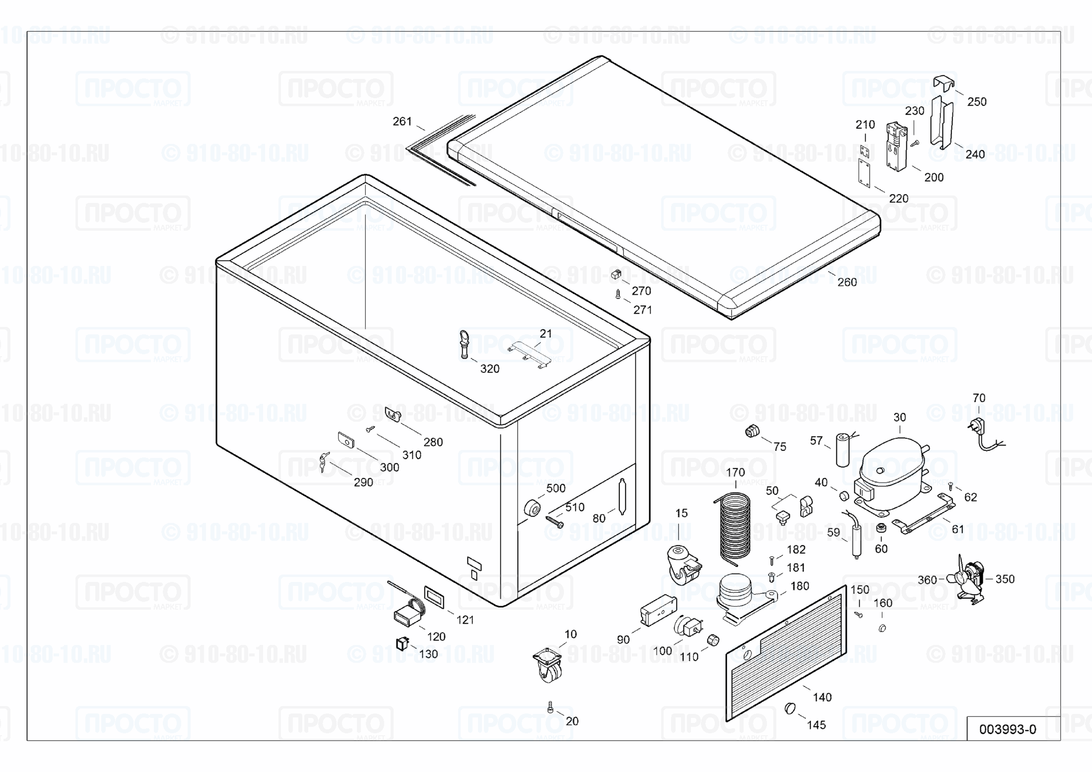 Взрыв-схема запчастей холодильника Liebherr EFL 2105-10D